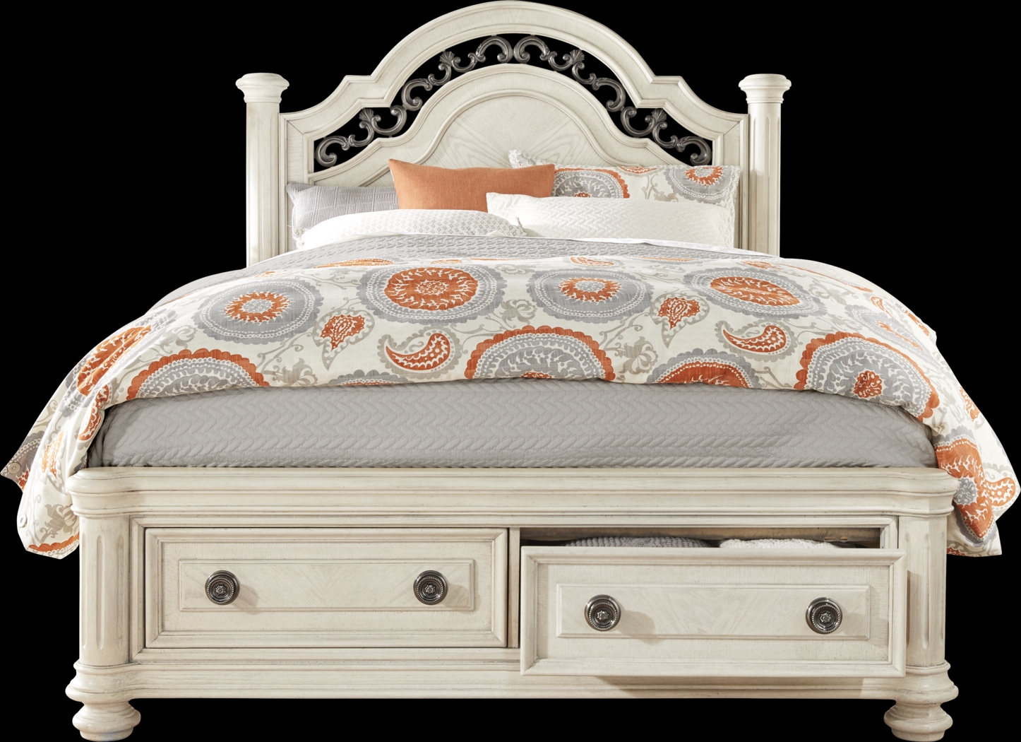 Anastasia White 5 Pc Queen Panel Bedroom with Storage - Thumbnail - Image 2