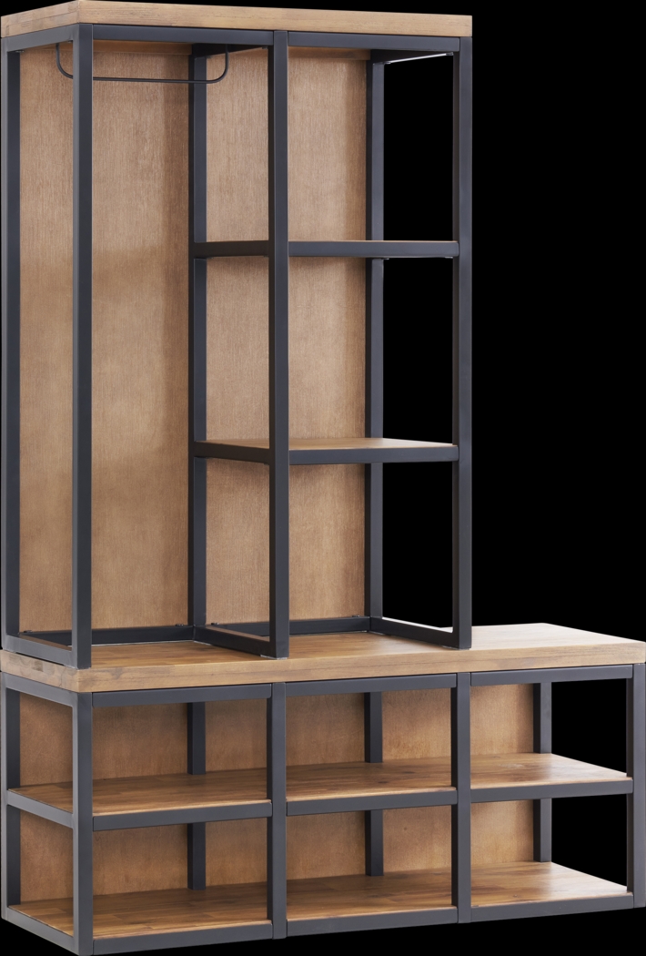 Andrex Brown Hall Tree with Bench - Thumbnail - Image 1