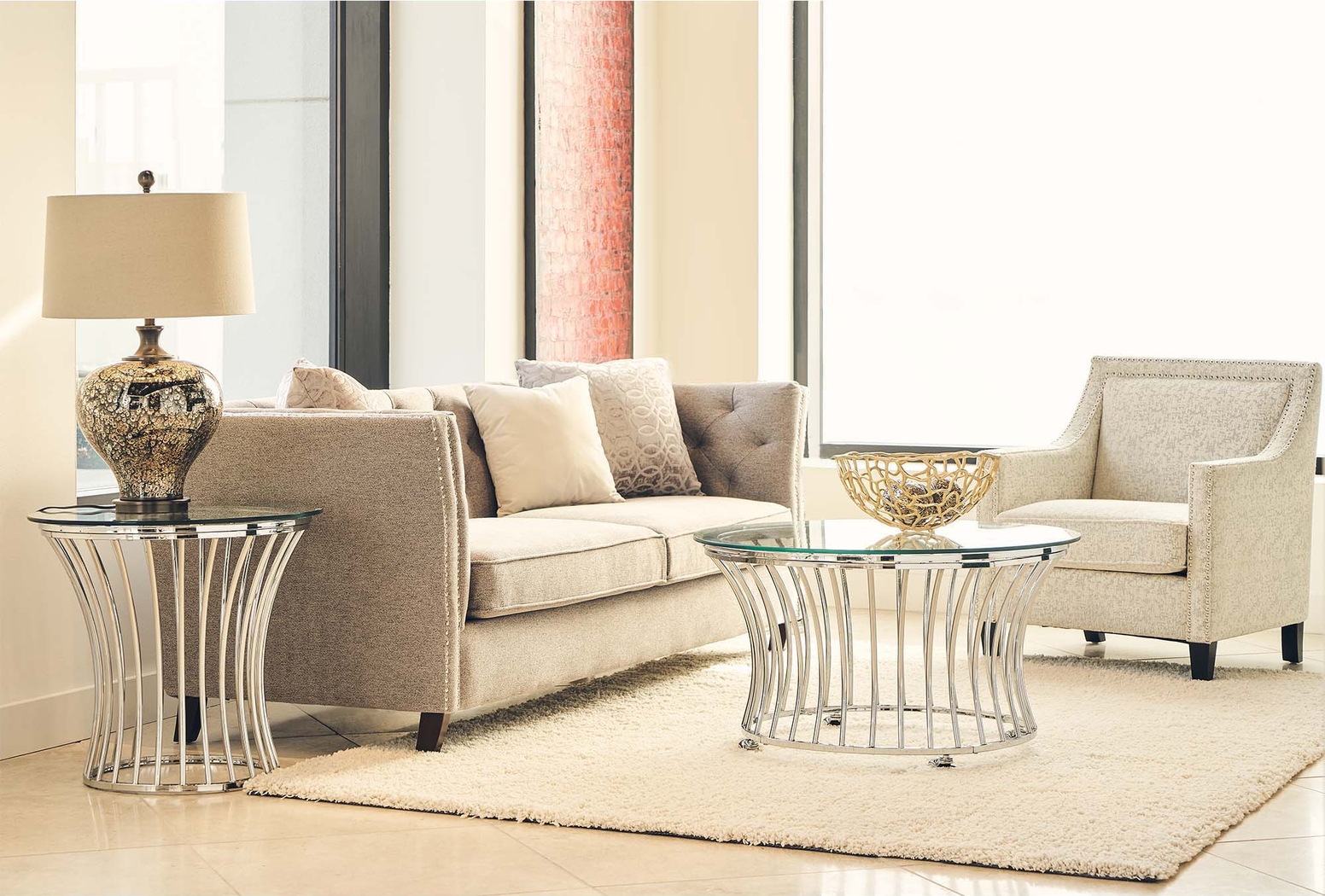 Anebos Chrome End Table - Thumbnail - Image 2