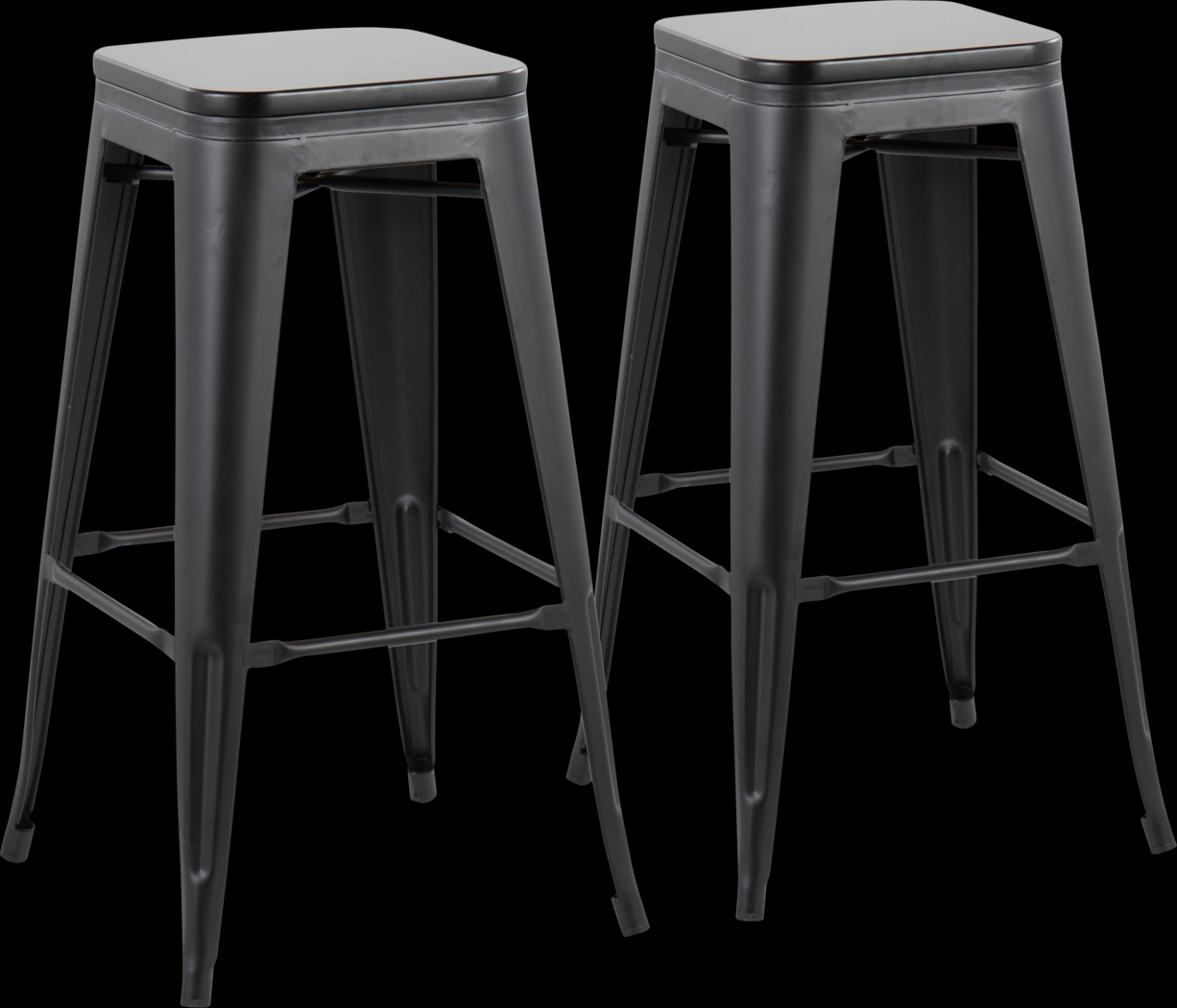 Aneolo I Black Barstool, Set of 2 - Thumbnail - Image 1