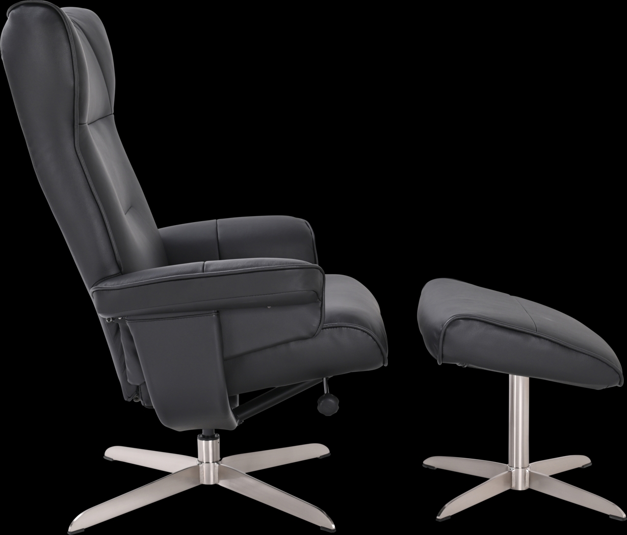 Aneoura Black Recliner and Ottoman - Thumbnail - Image 4