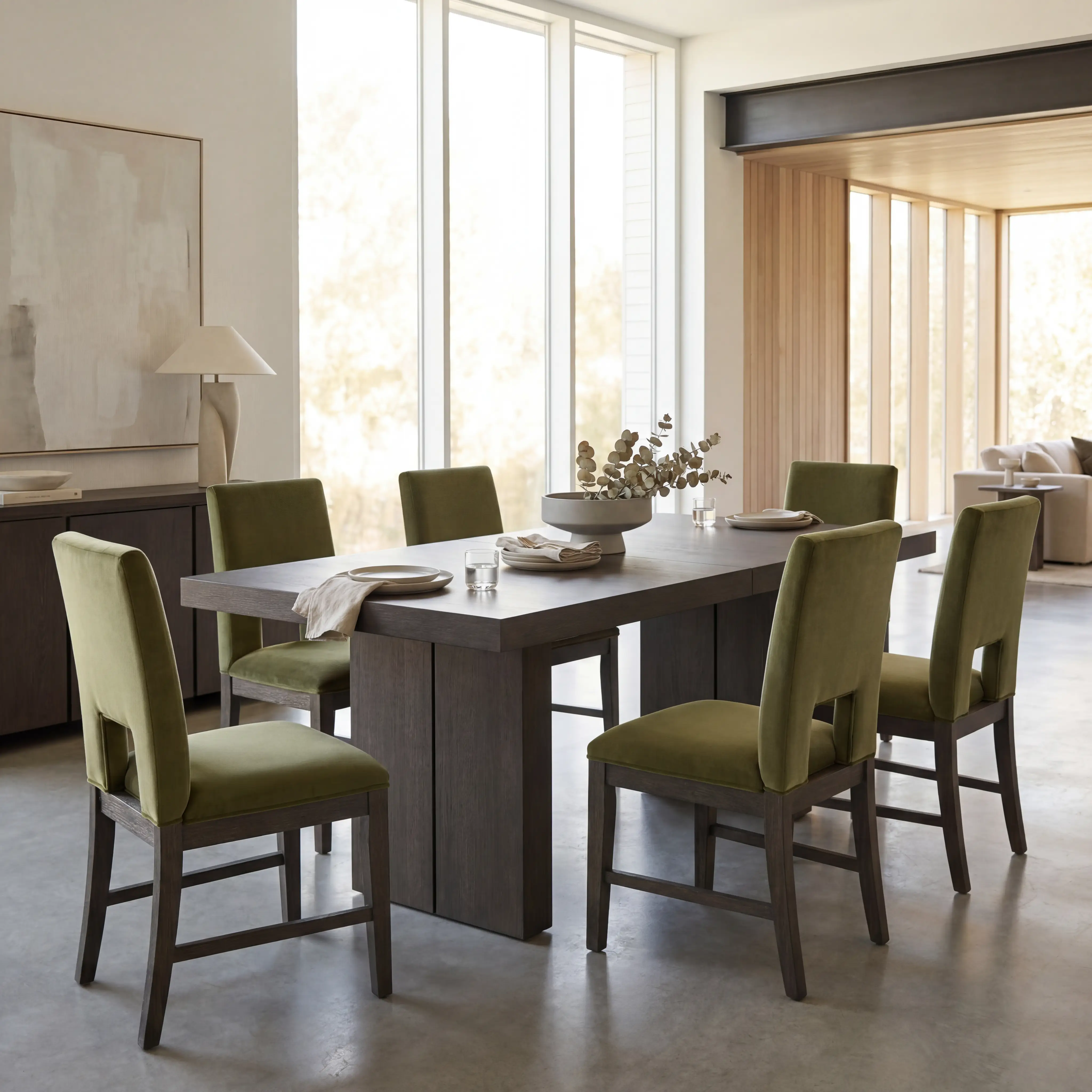 Angelica Brown 7 Pc Dining Room with Green Side Chairs - Thumbnail - Image 6
