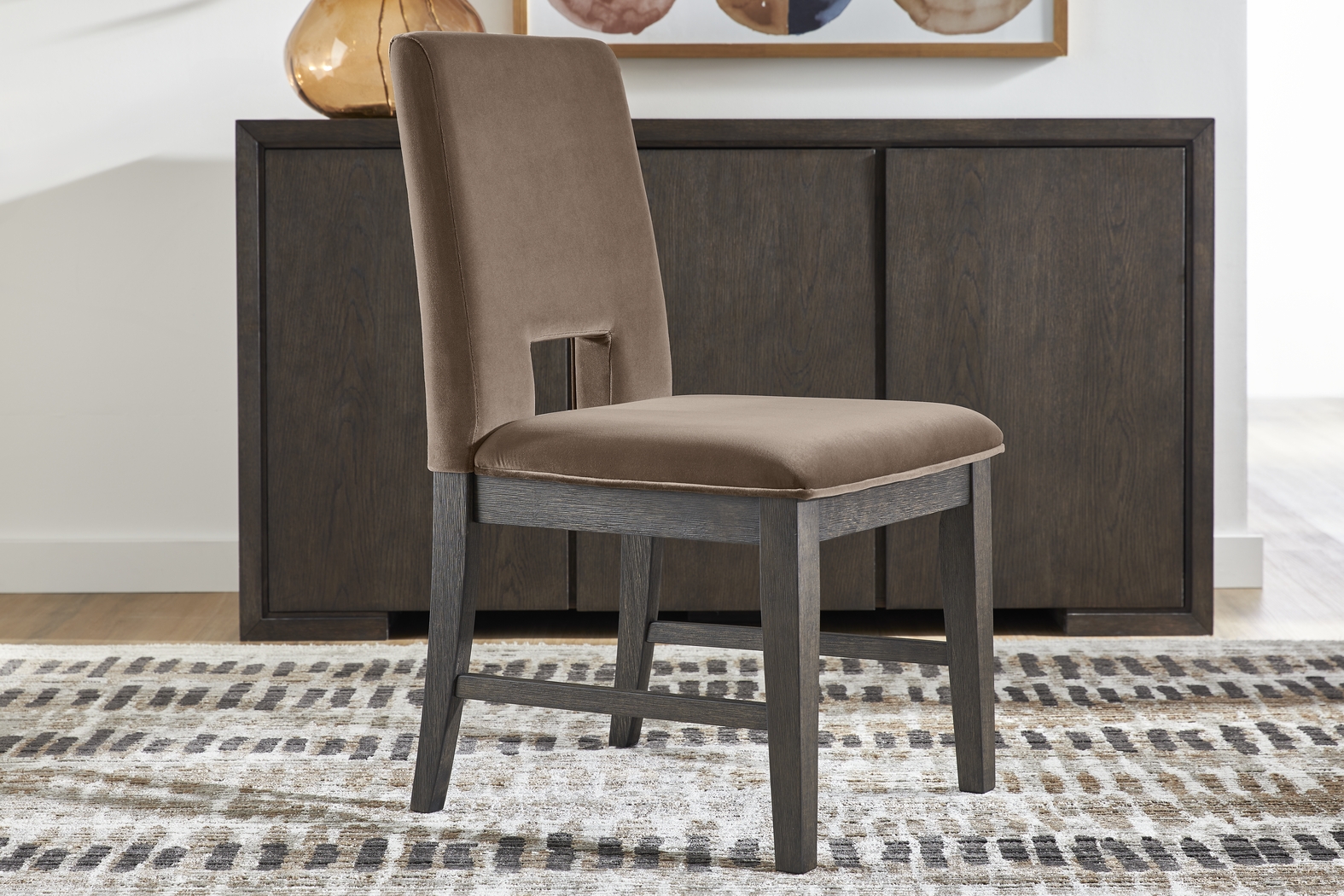 Angelica Brown 5 Pc Dining Room with Mink Side Chairs - Thumbnail - Image 7