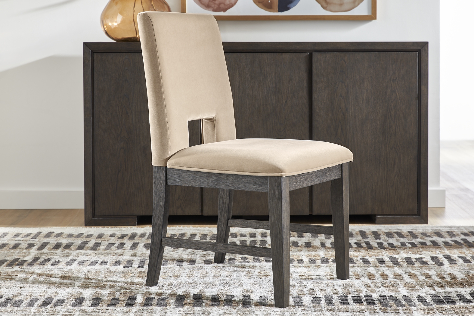 Angelica Brown 5 Pc Dining Room with Tan Side Chairs - Thumbnail - Image 7