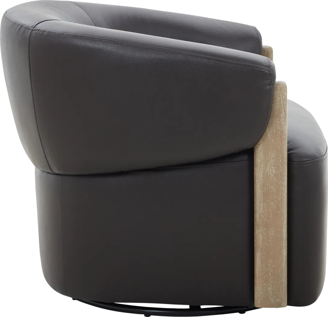Angelini Brown Leather Swivel Chair - Image 3