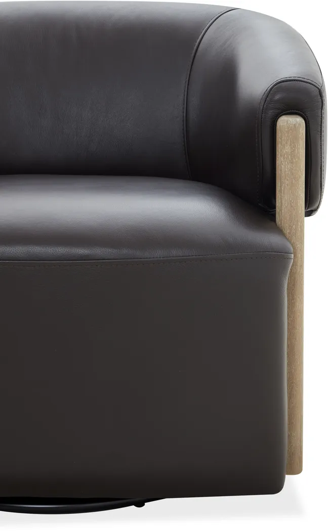 Angelini Brown Leather Swivel Chair - Image 5