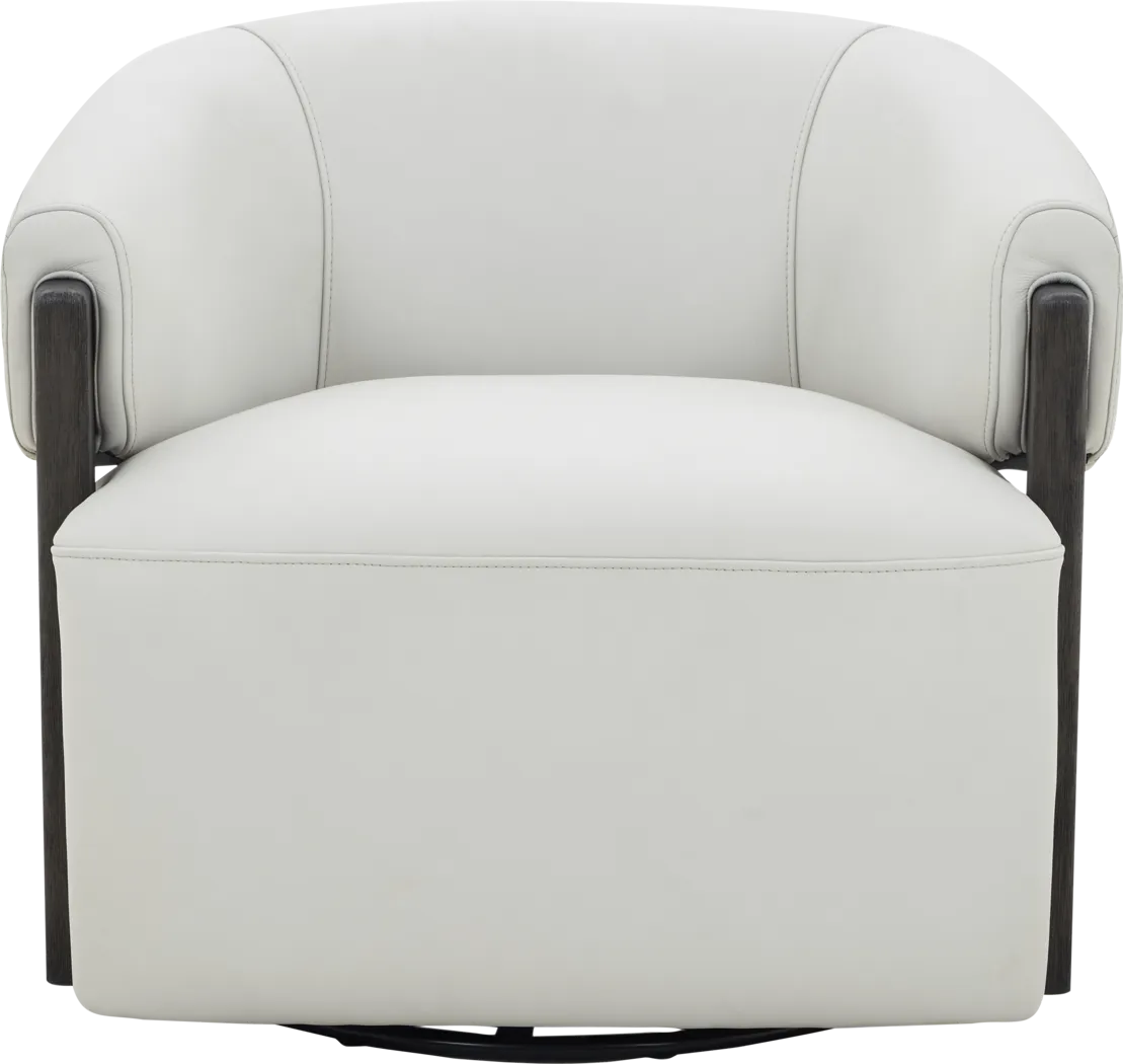 Angelini Ivory Leather Swivel Chair - Thumbnail - Image 2