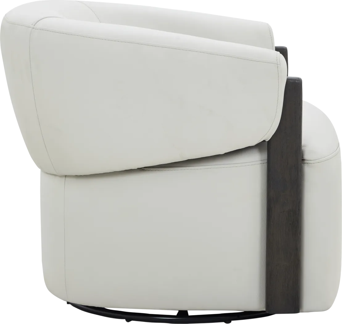 Angelini Ivory Leather Swivel Chair - Thumbnail - Image 3