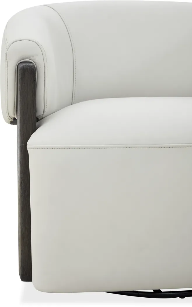 Angelini Ivory Leather Swivel Chair - Image 5