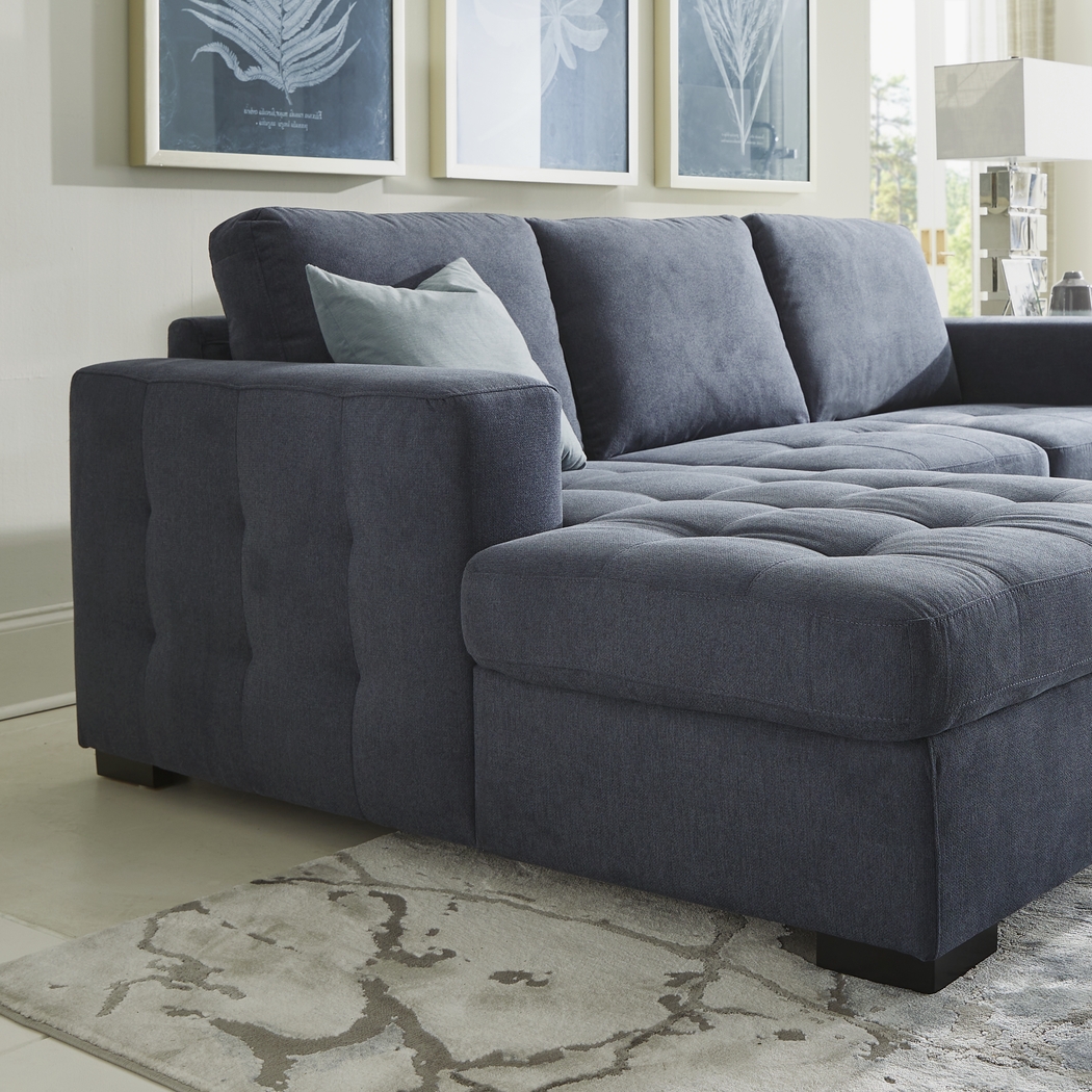Angelino Heights Blue 2 Pc Sleeper Sectional - Thumbnail - Image 4