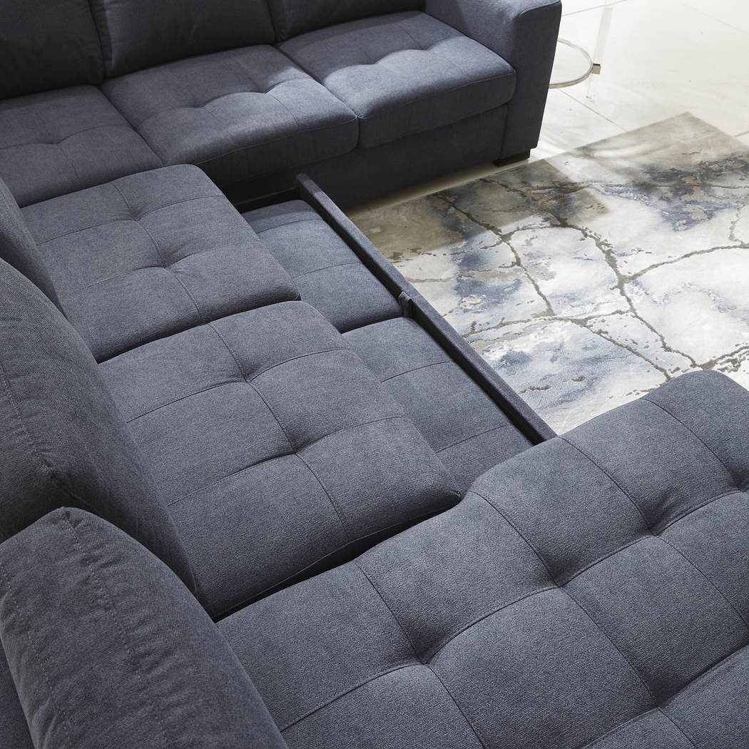 Angelino Heights Blue 3 Pc Sleeper Sectional - Thumbnail - Image 4