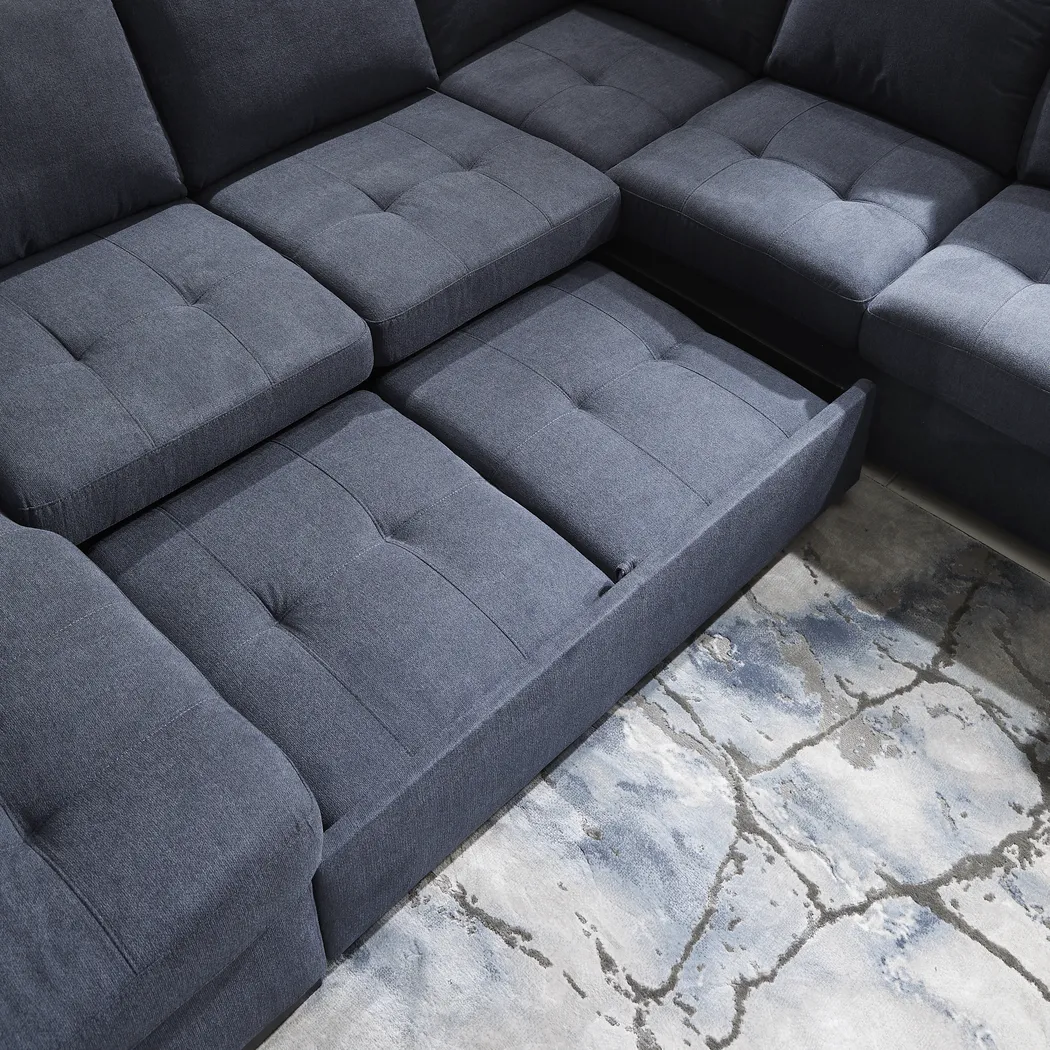 Angelino Heights Blue 3 Pc Sleeper Sectional - Image 5