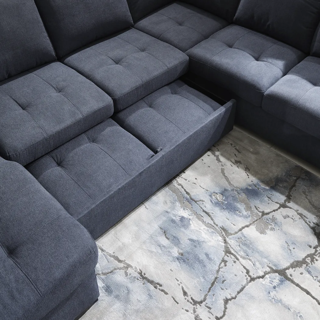 Angelino Heights Blue 3 Pc Sleeper Sectional - Image 6