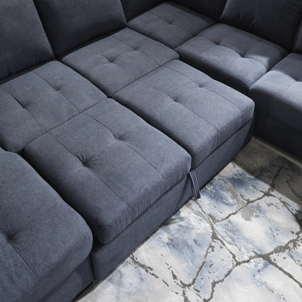 Angelino Heights Blue 3 Pc Sleeper Sectional - Image 8