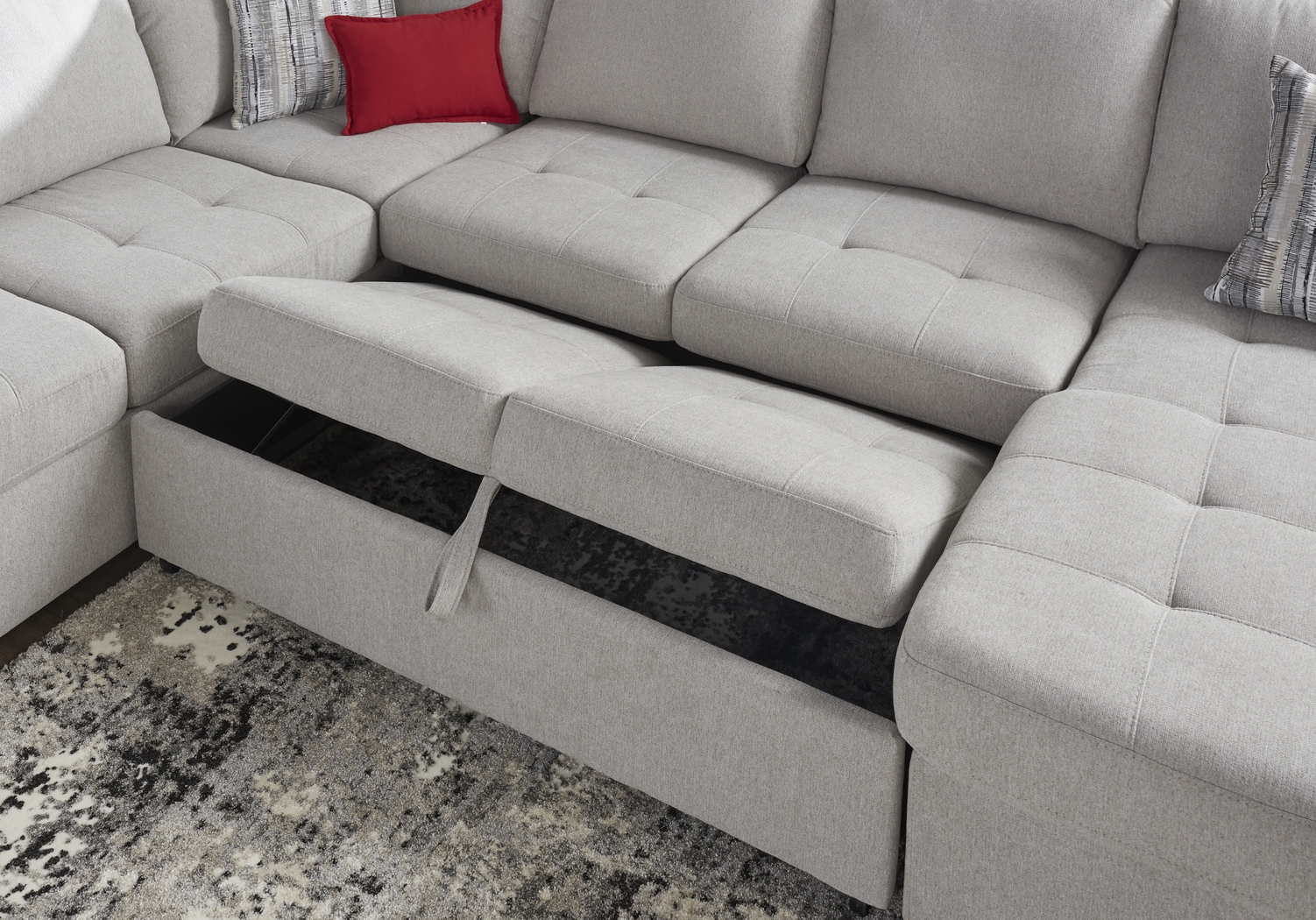 Angelino Heights Gray 6 Pc Sleeper Sectional Living Room - Thumbnail - Image 7