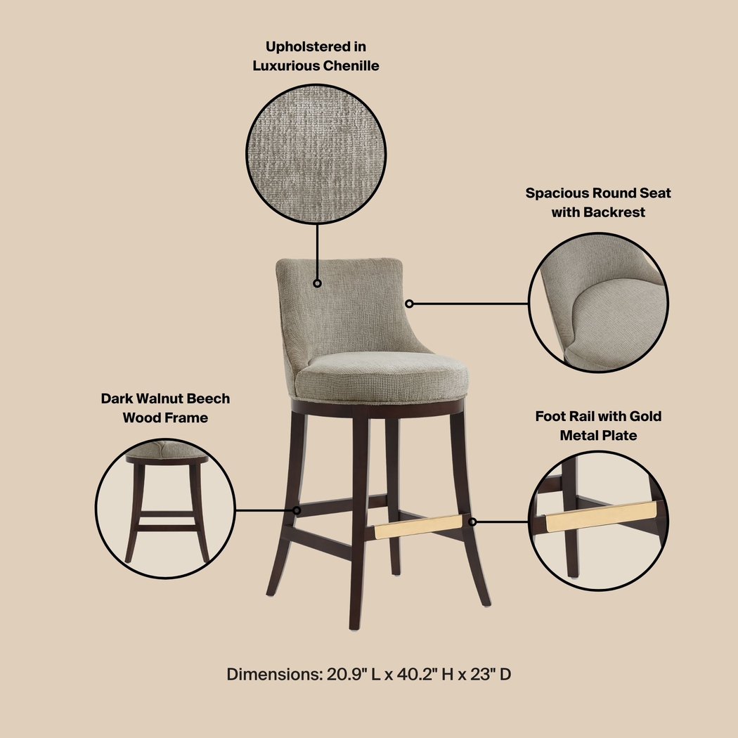 Angelphone Taupe Barstool - Thumbnail - Image 4