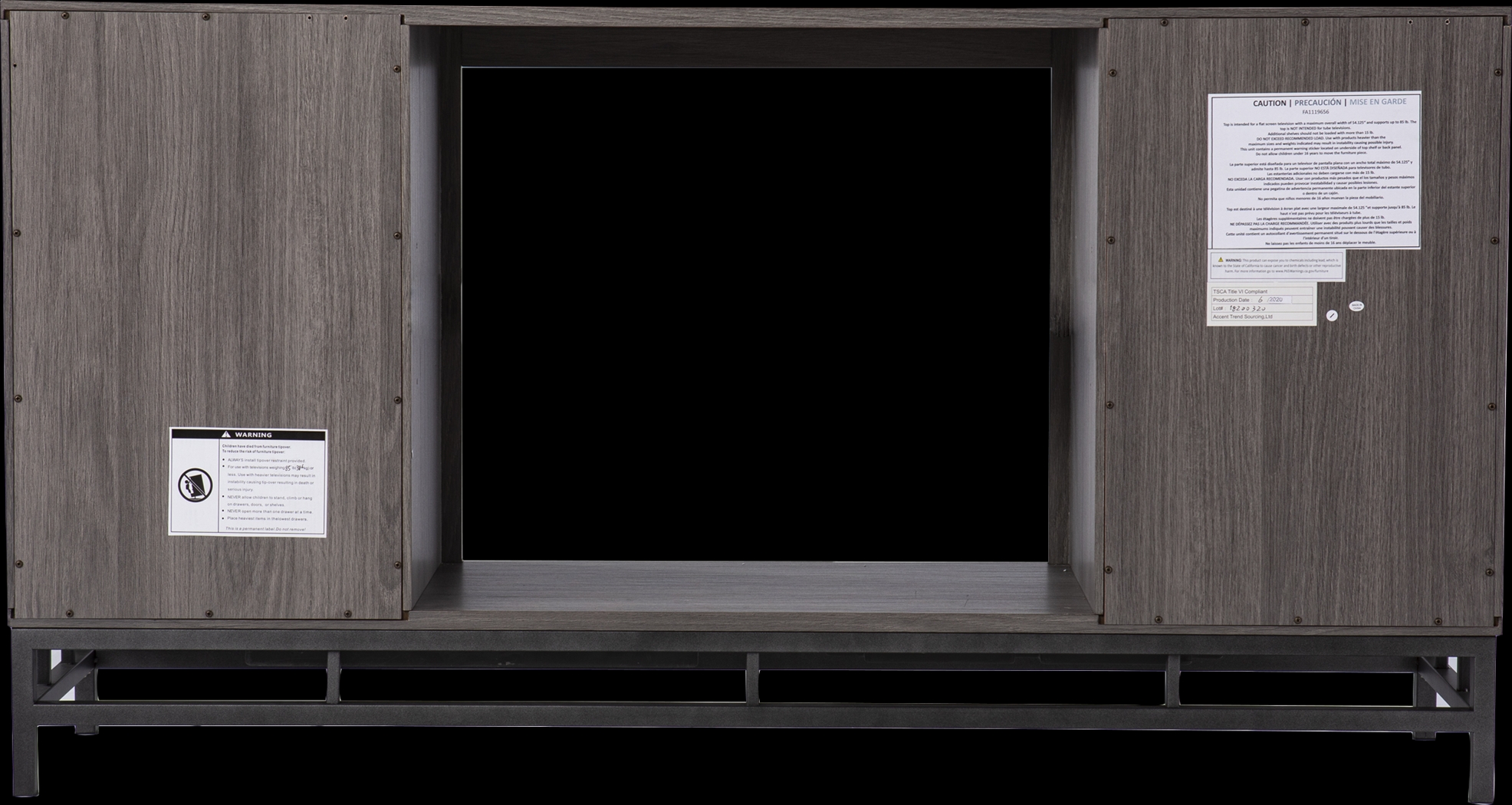 Angevine I Gray 54 in. Console, With Color Changing Electric Fireplace - Thumbnail - Image 2