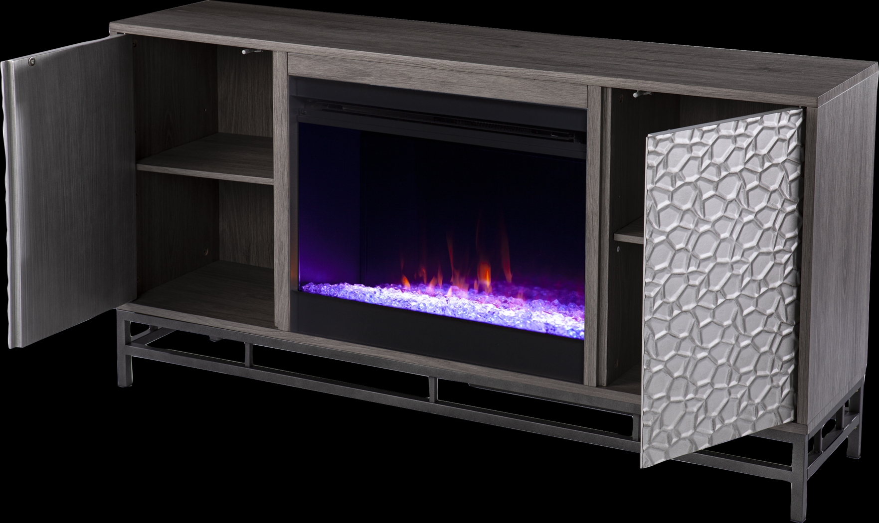 Angevine I Gray 54 in. Console, With Color Changing Electric Fireplace - Thumbnail - Image 3