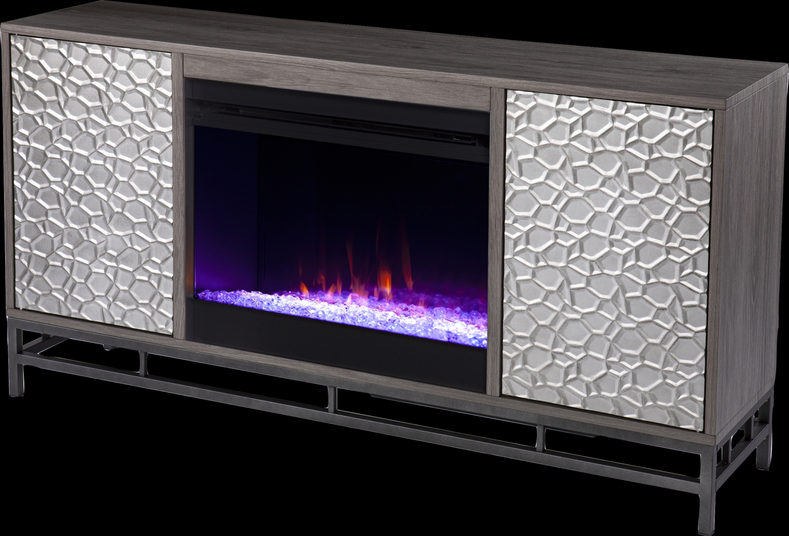 Angevine I Gray 54 in. Console, With Color Changing Electric Fireplace - Thumbnail - Image 1
