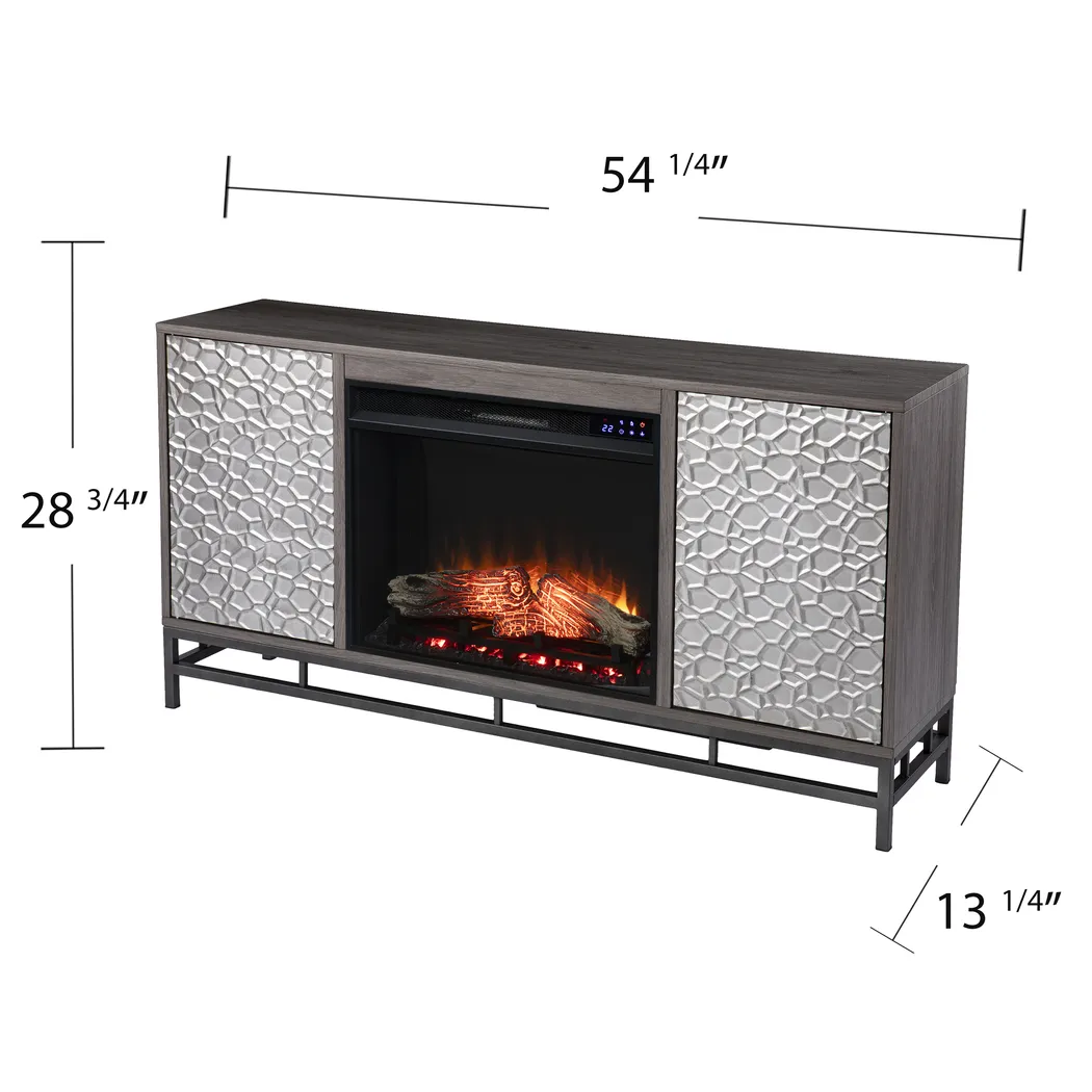 Angevine IV Gray 54 in. Console, With Touch Panel Electric Log Fireplace - Thumbnail - Image 7
