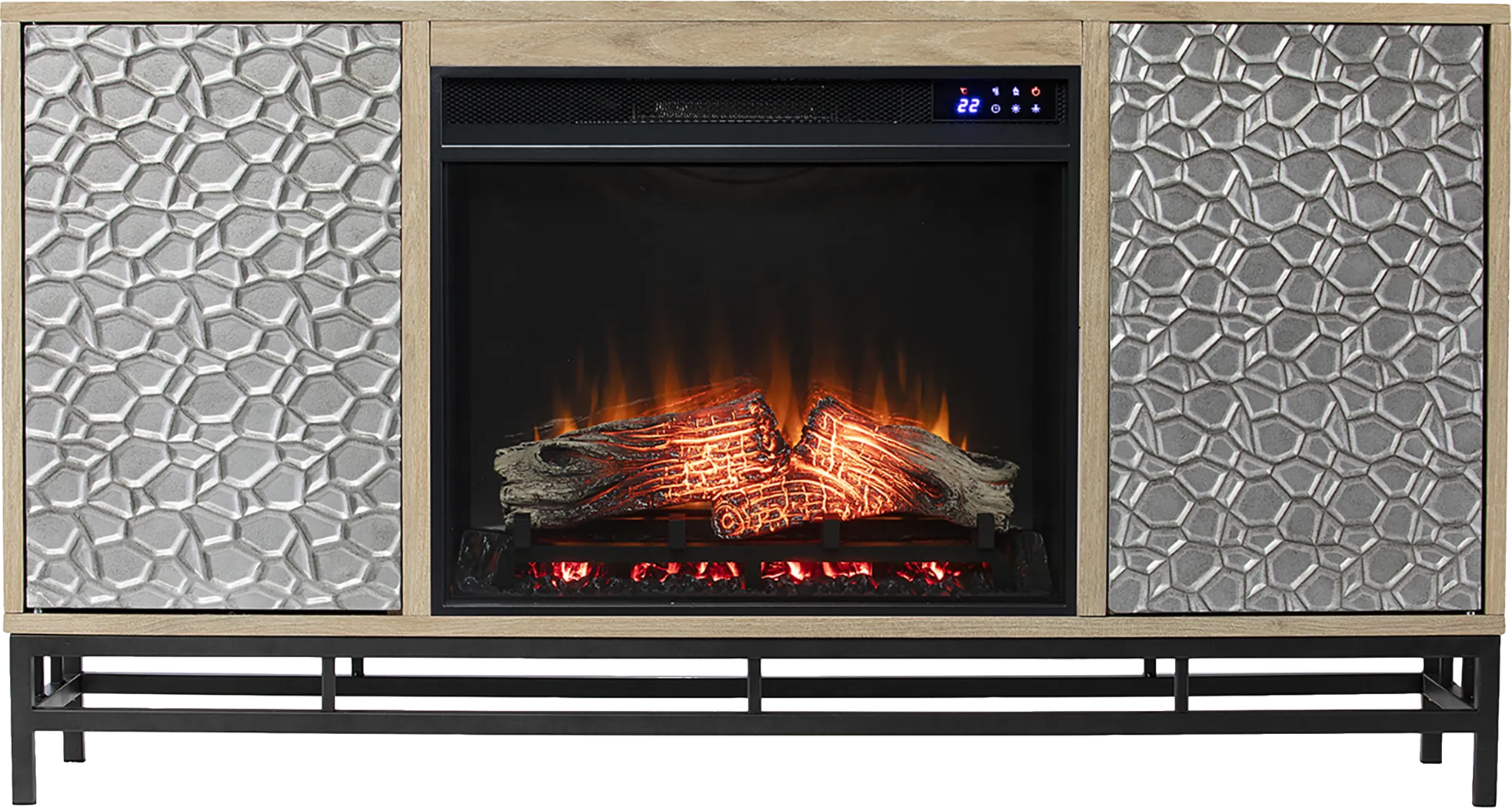 Angevine IV Natural 54 in. Console, With Touch Panel Electric Fireplace - Image 7
