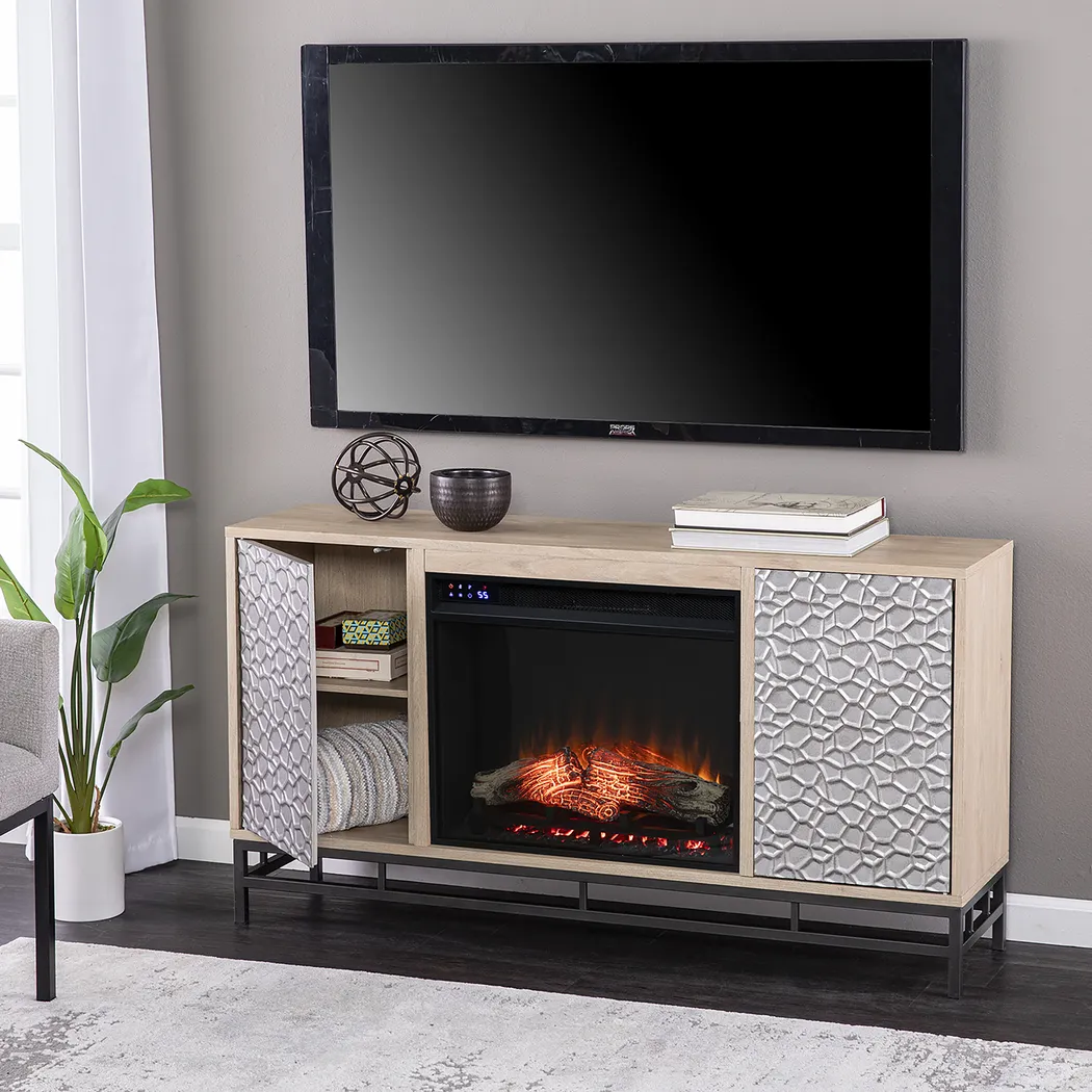 Angevine IV Natural 54 in. Console, With Touch Panel Electric Fireplace - Image 8