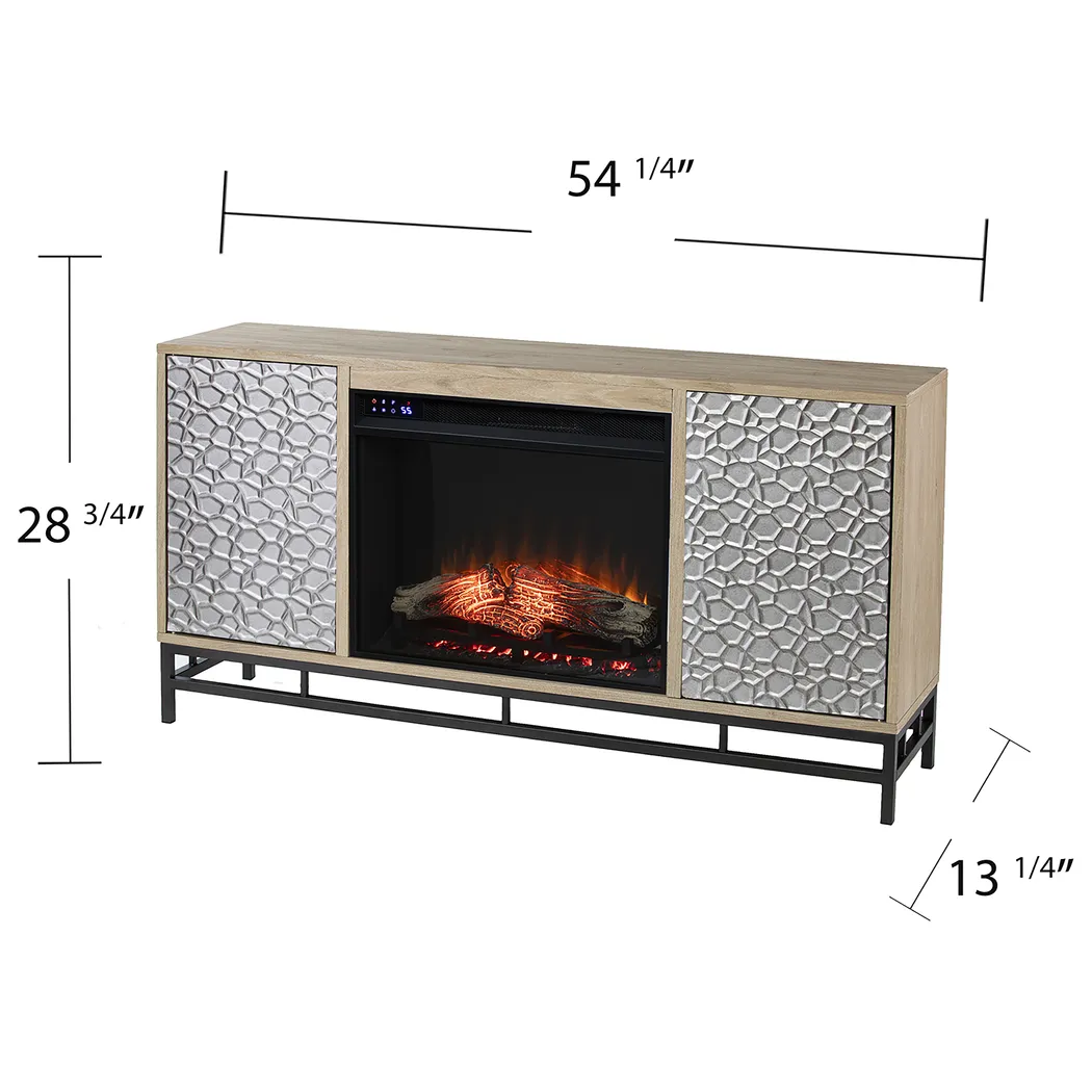 Angevine IV Natural 54 in. Console, With Touch Panel Electric Fireplace - Image 9