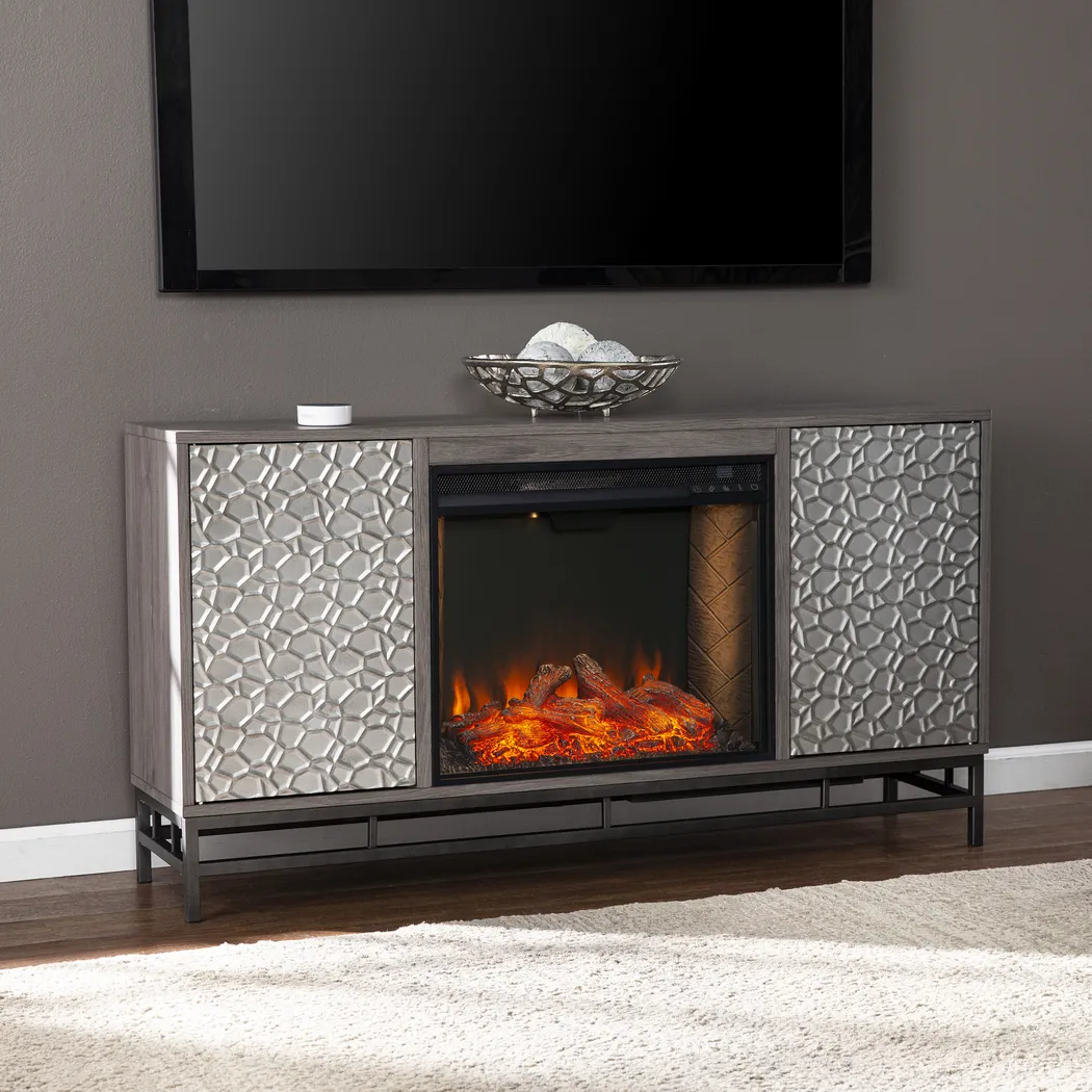 Angevine III Gray 54 in. Console, With Smart Electric Fireplace - Image 6