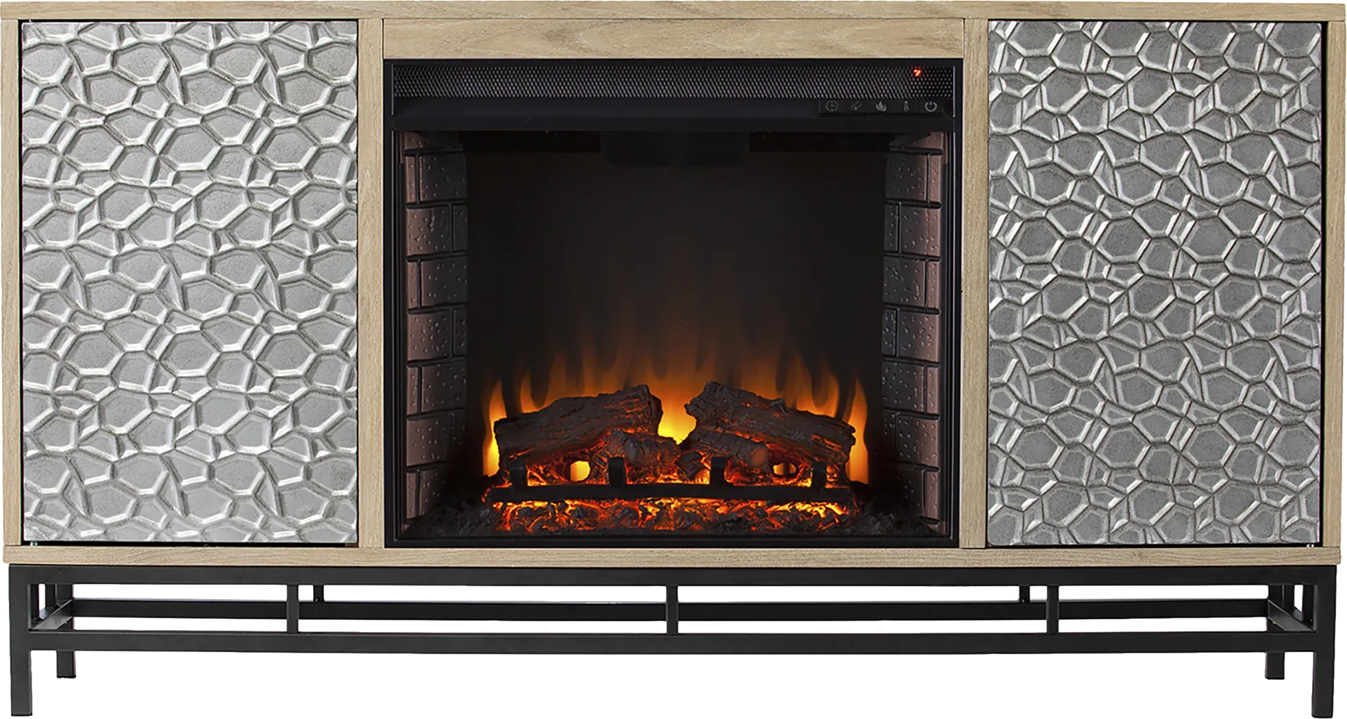 Angevine II Natural 54 in. Console, With Electric Log Fireplace - Image 7