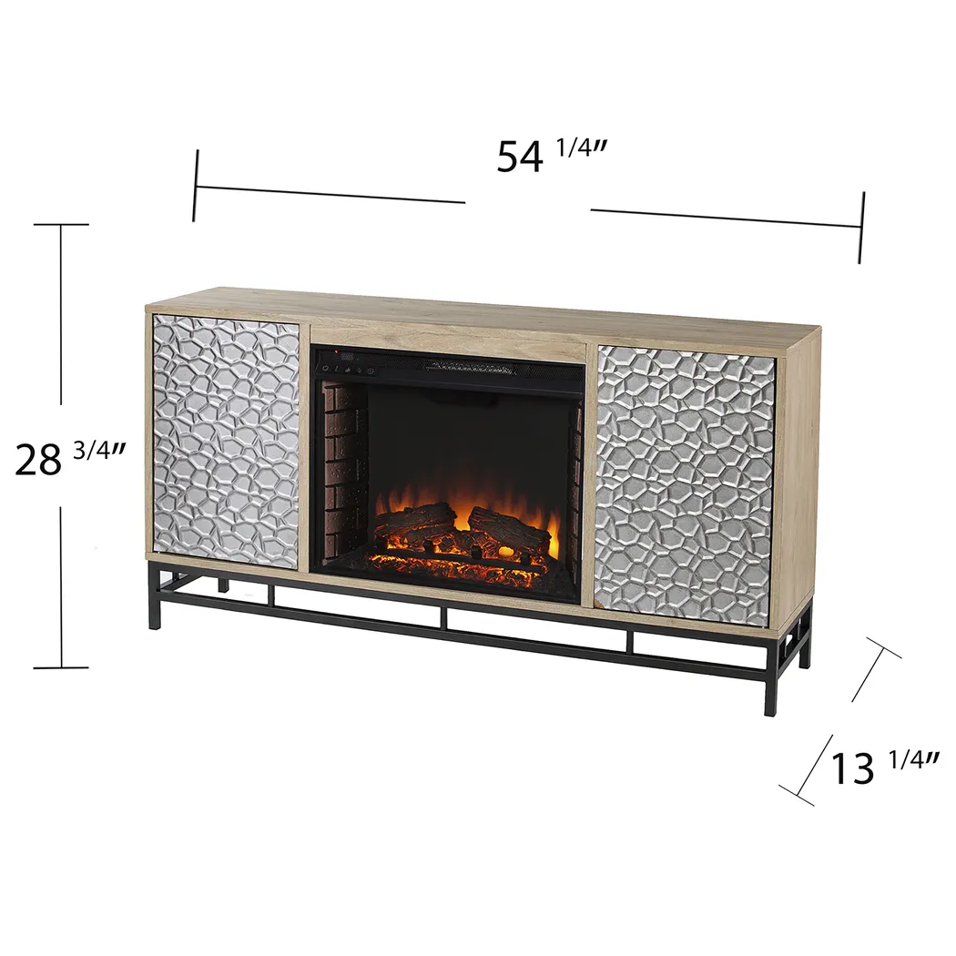 Angevine II Natural 54 in. Console, With Electric Log Fireplace - Image 9