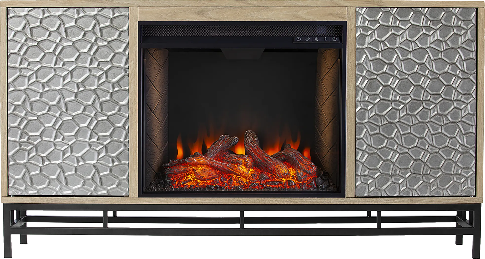 Angevine III Natural 54 in. Console, With Smart Electric Fireplace - Image 7
