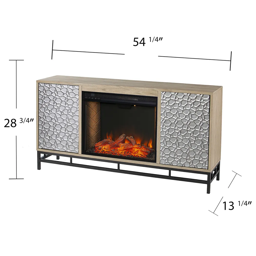 Angevine III Natural 54 in. Console, With Smart Electric Fireplace - Image 9