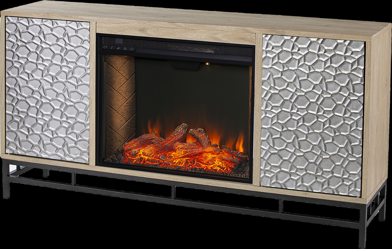 Angevine III Natural 54 in. Console, With Smart Electric Fireplace - Thumbnail - Image 1