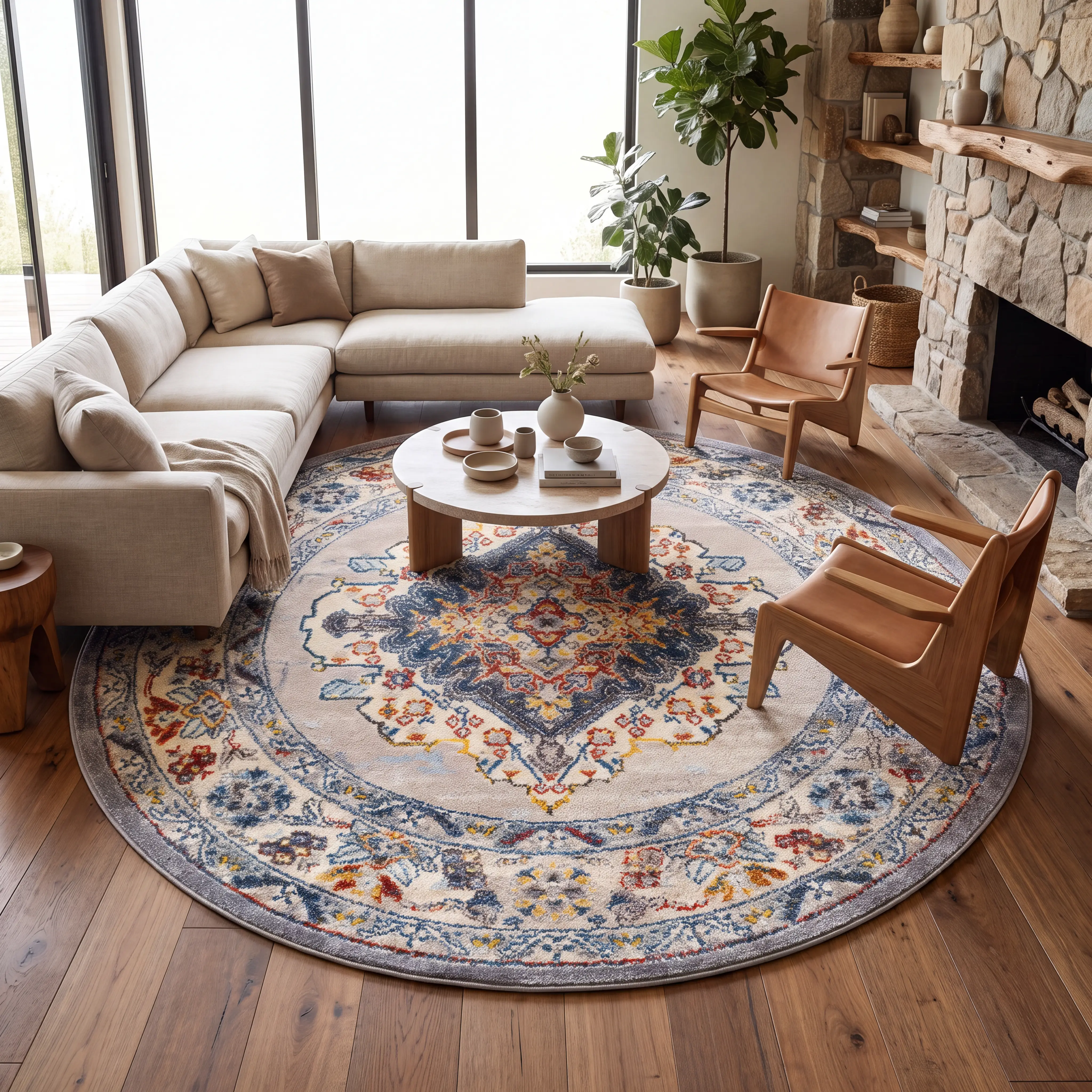 Anilya I Dark Blue 5'3 Round Rug - Image 3