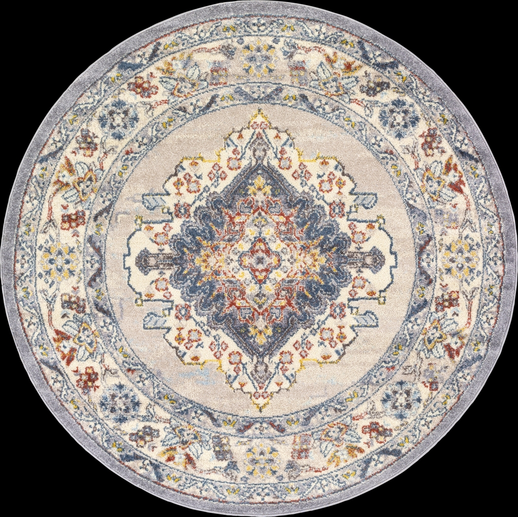Anilya I Dark Blue 5'3 Round Rug - Thumbnail - Image 1