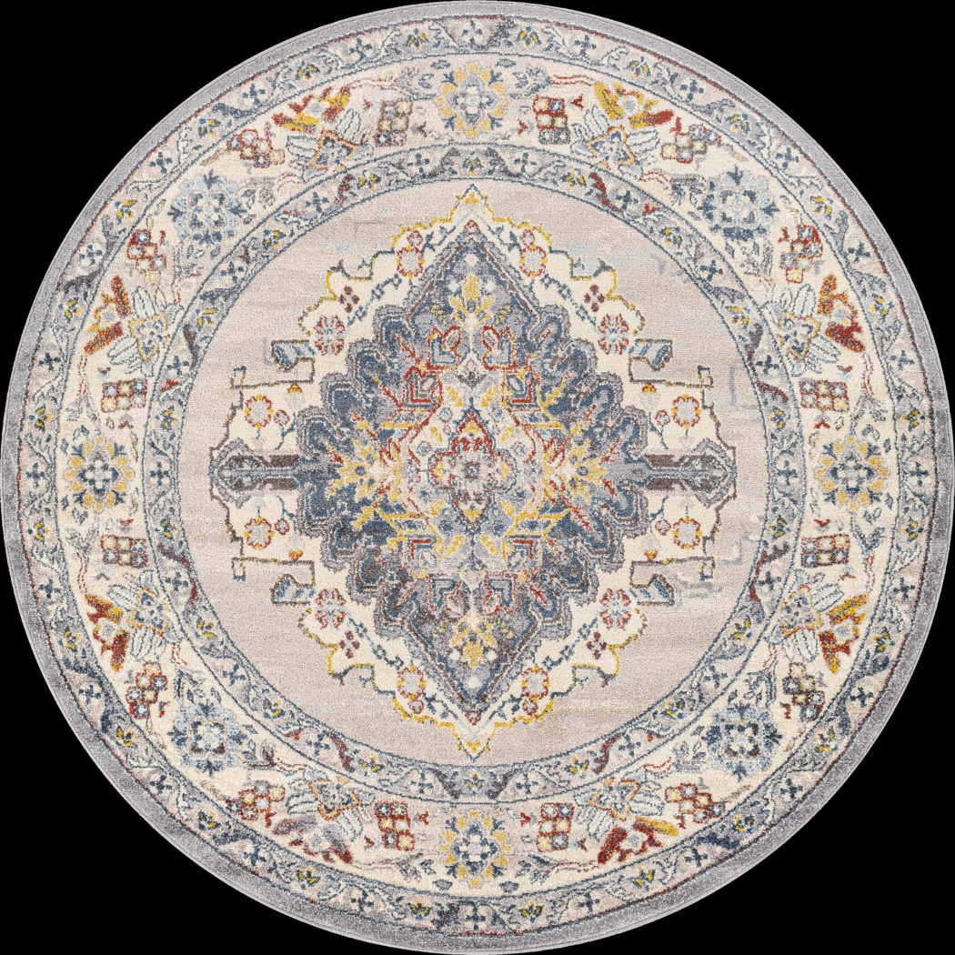 Anilya I Dark Blue 6'7 Round Rug - Thumbnail - Image 1