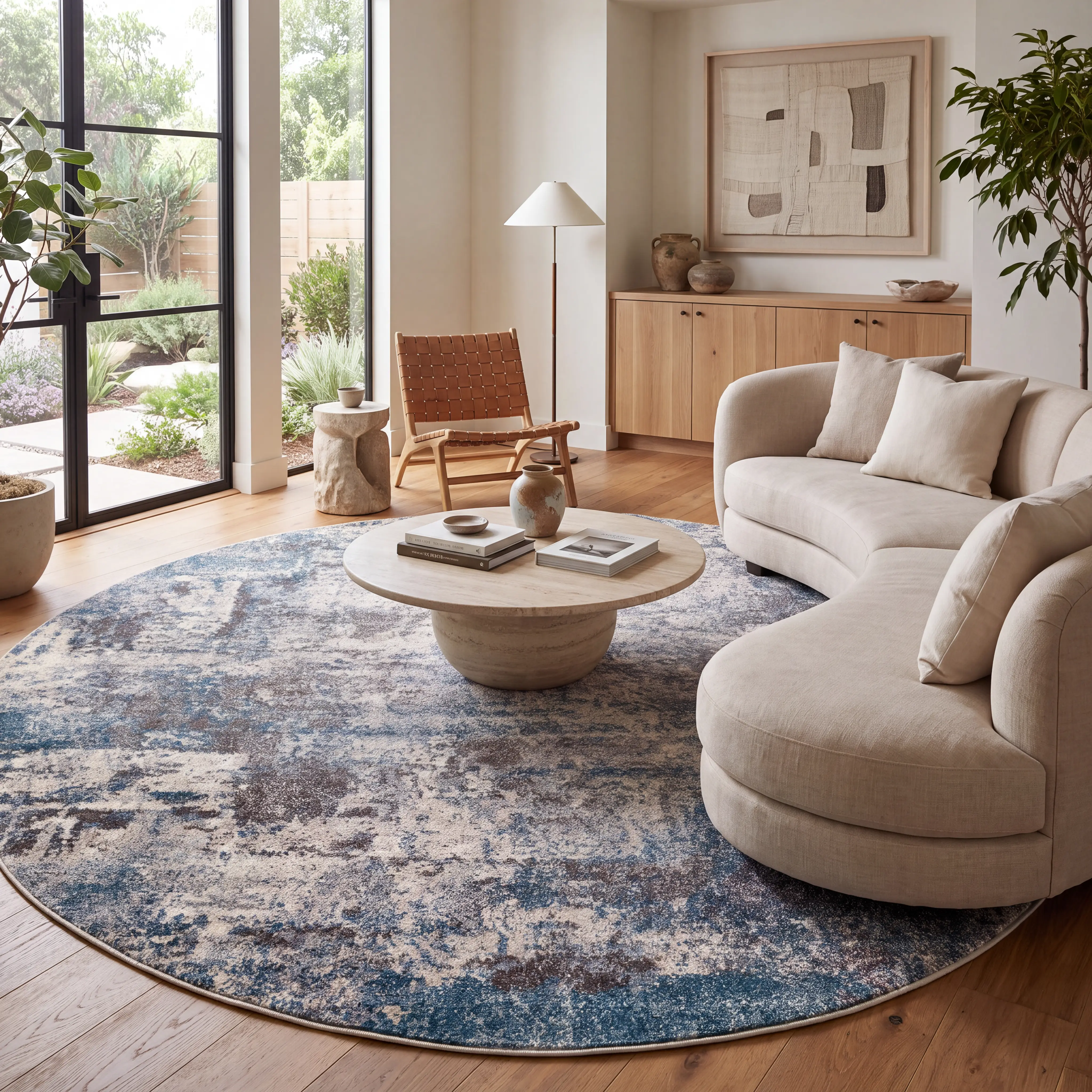 Anilya IV Dark Blue 5'3 Round Rug - Thumbnail - Image 3