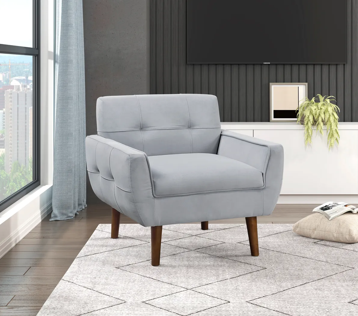Anka Gray Accent Chair - Thumbnail - Image 2