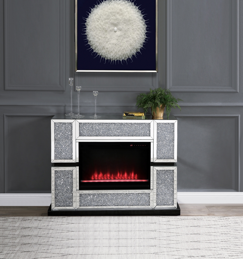 Annella Silver 48 in. Console, With Electric Fireplace - Thumbnail - Image 2
