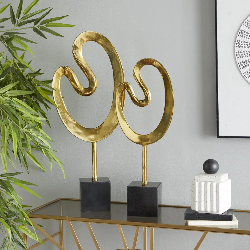 Anosha Gold Sculpture, Set of 2 - Image 2