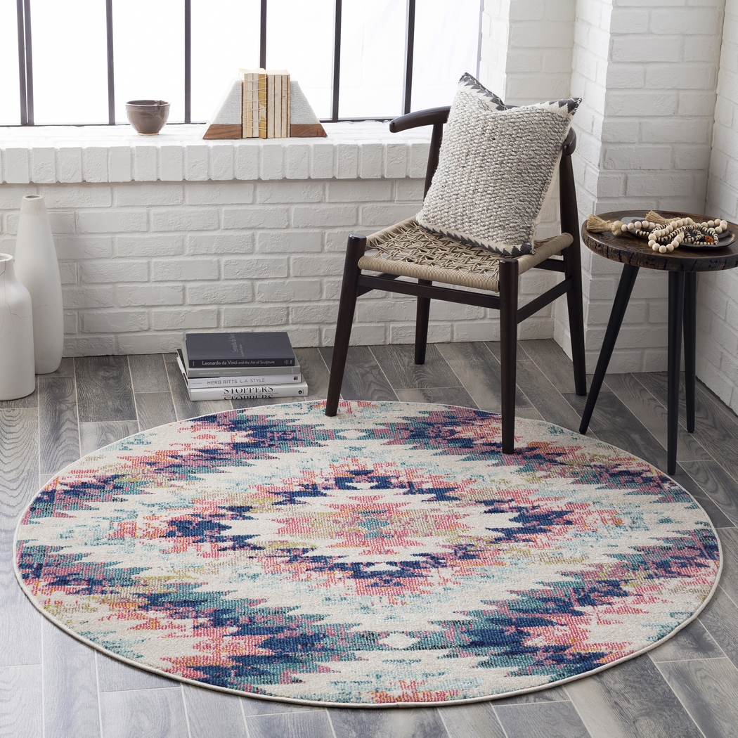 Anoura II Blue 7'10 Round Rug - Thumbnail - Image 2