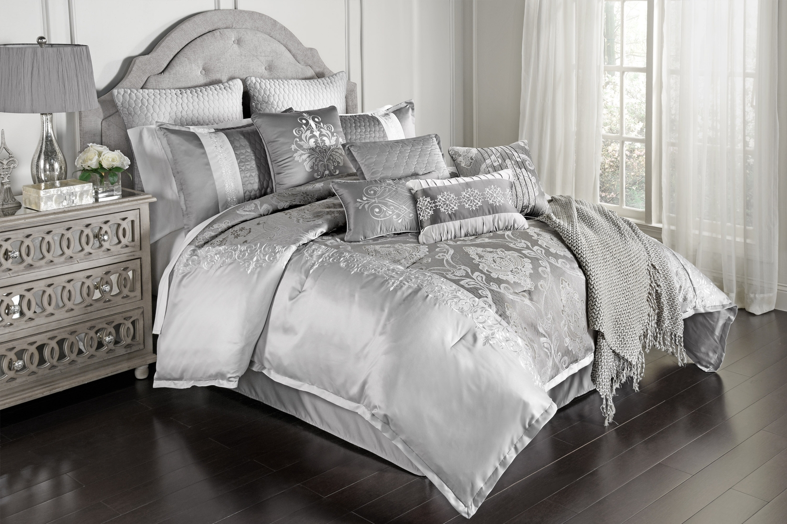 Anseor Gray 12 Pc Queen Comforter Set - Thumbnail - Image 1