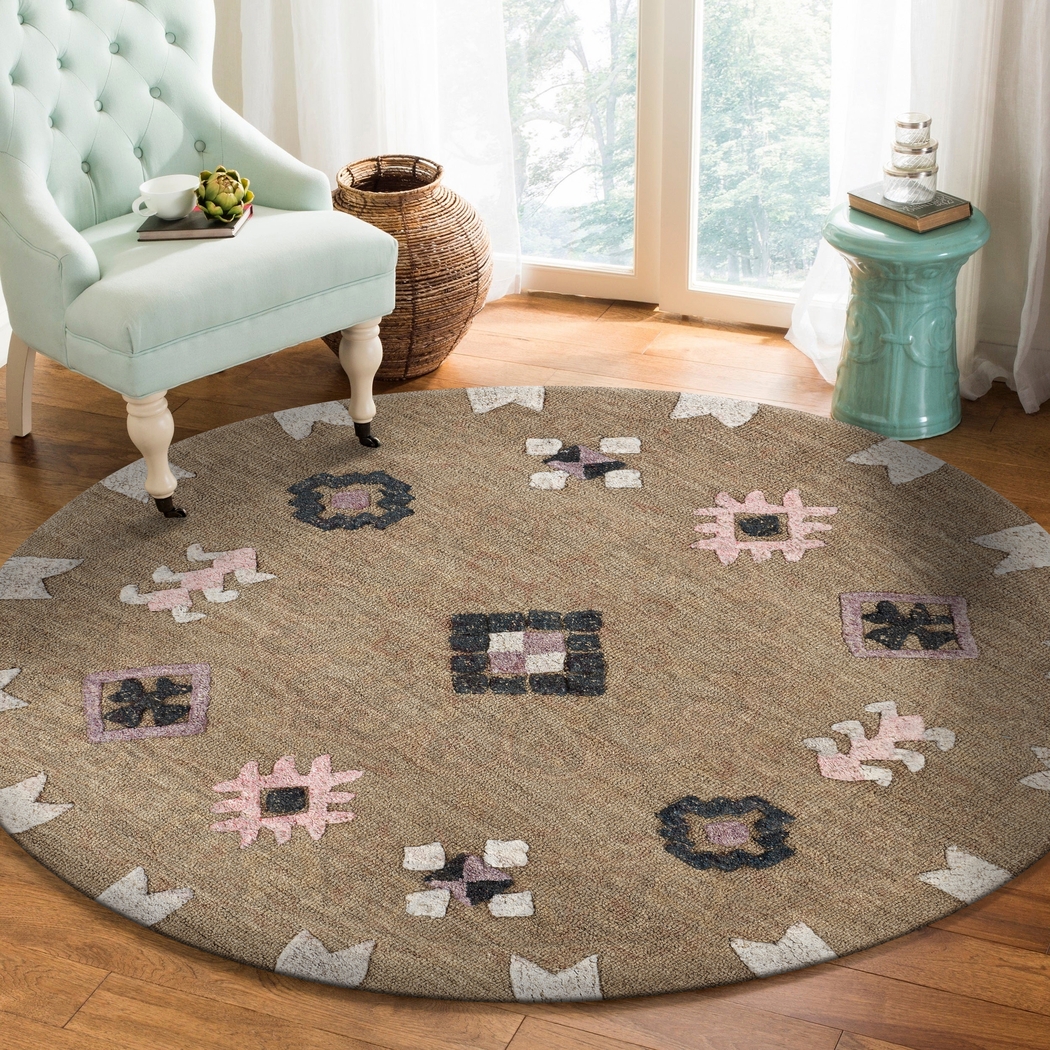 Antague Taupe/Multi 5' Round Rug - Thumbnail - Image 2
