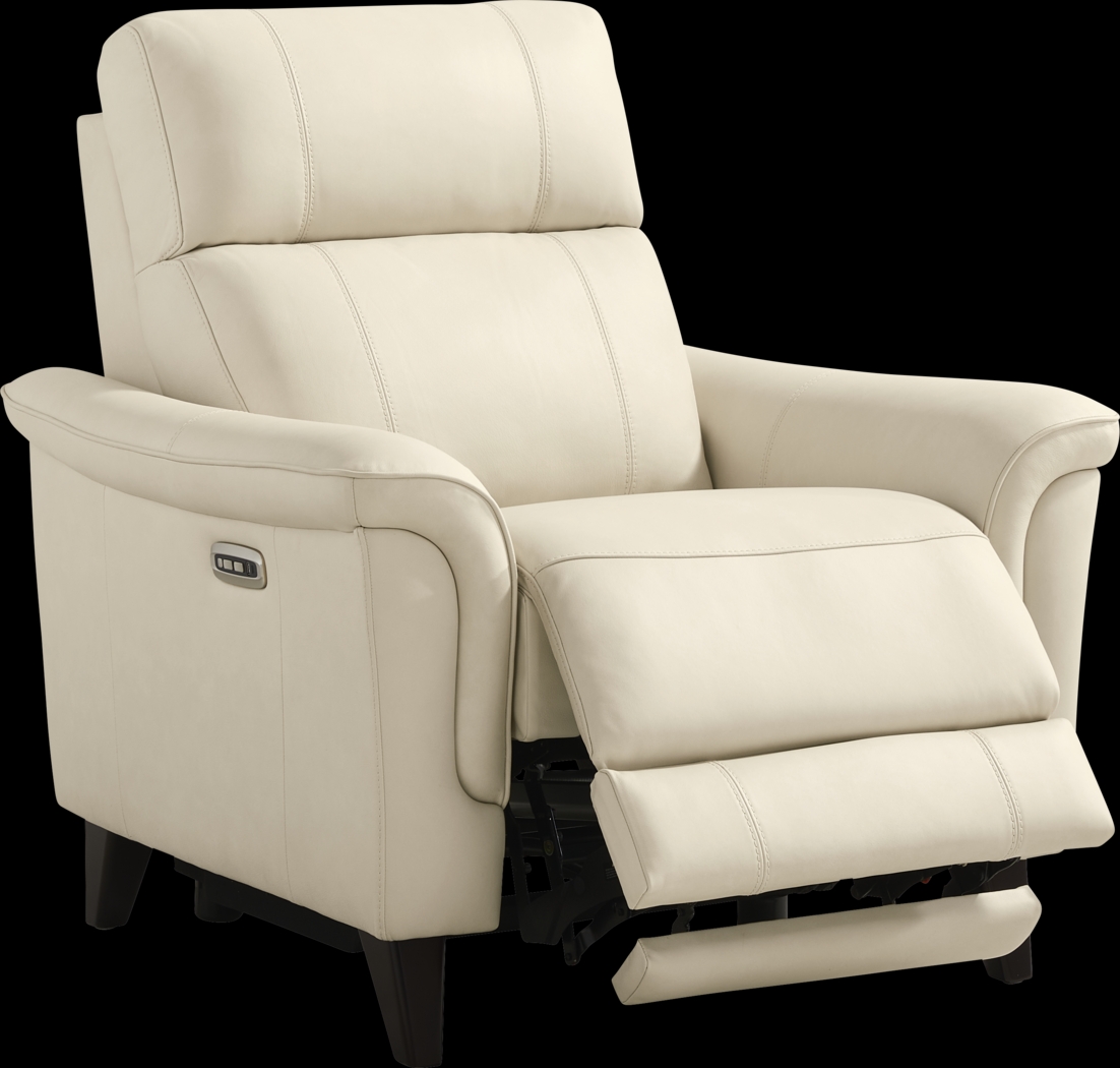 Antonella Beige Leather Dual Power Recliner - Thumbnail - Image 1