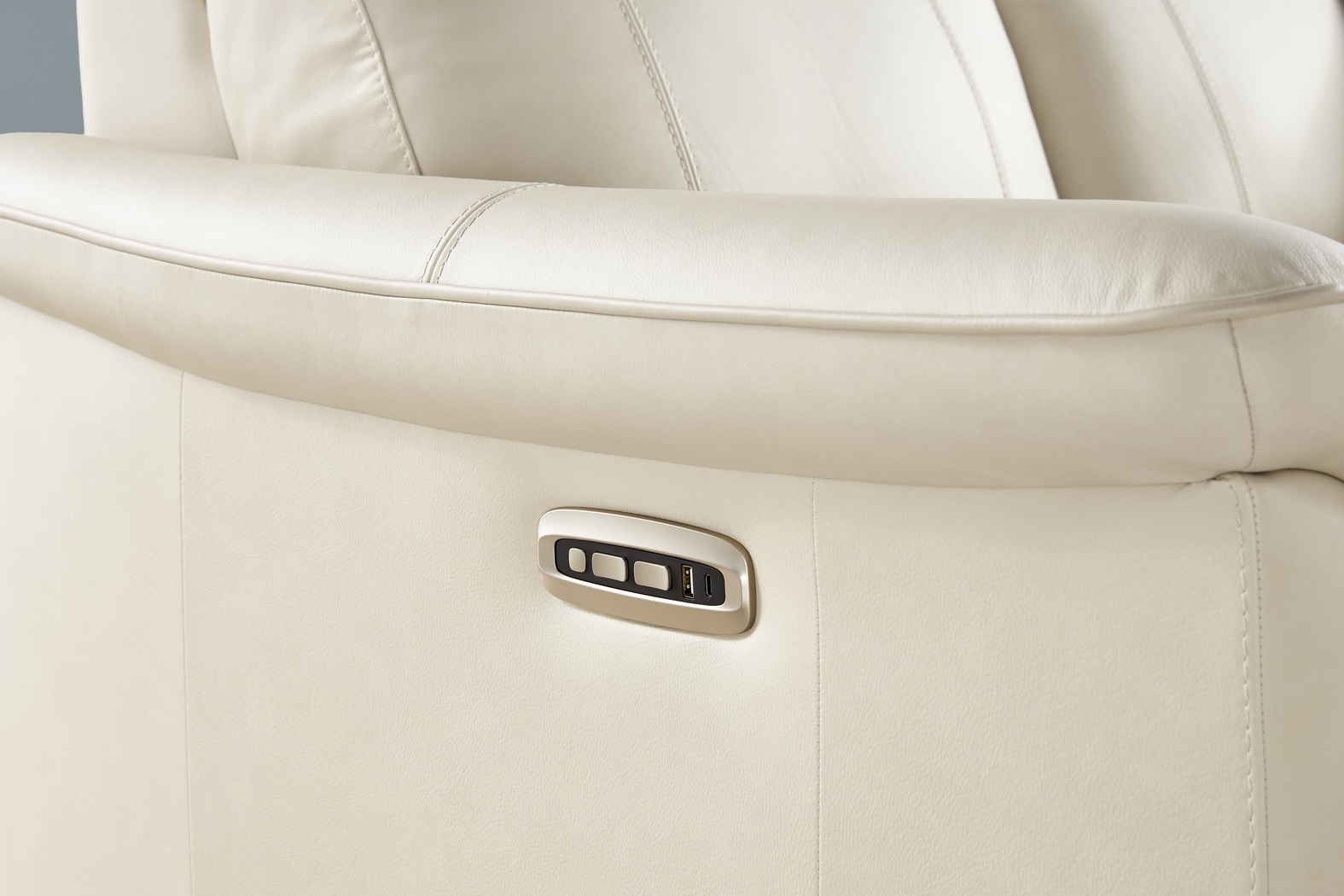 Antonella Beige Leather Dual Power Reclining Loveseat - Thumbnail - Image 3