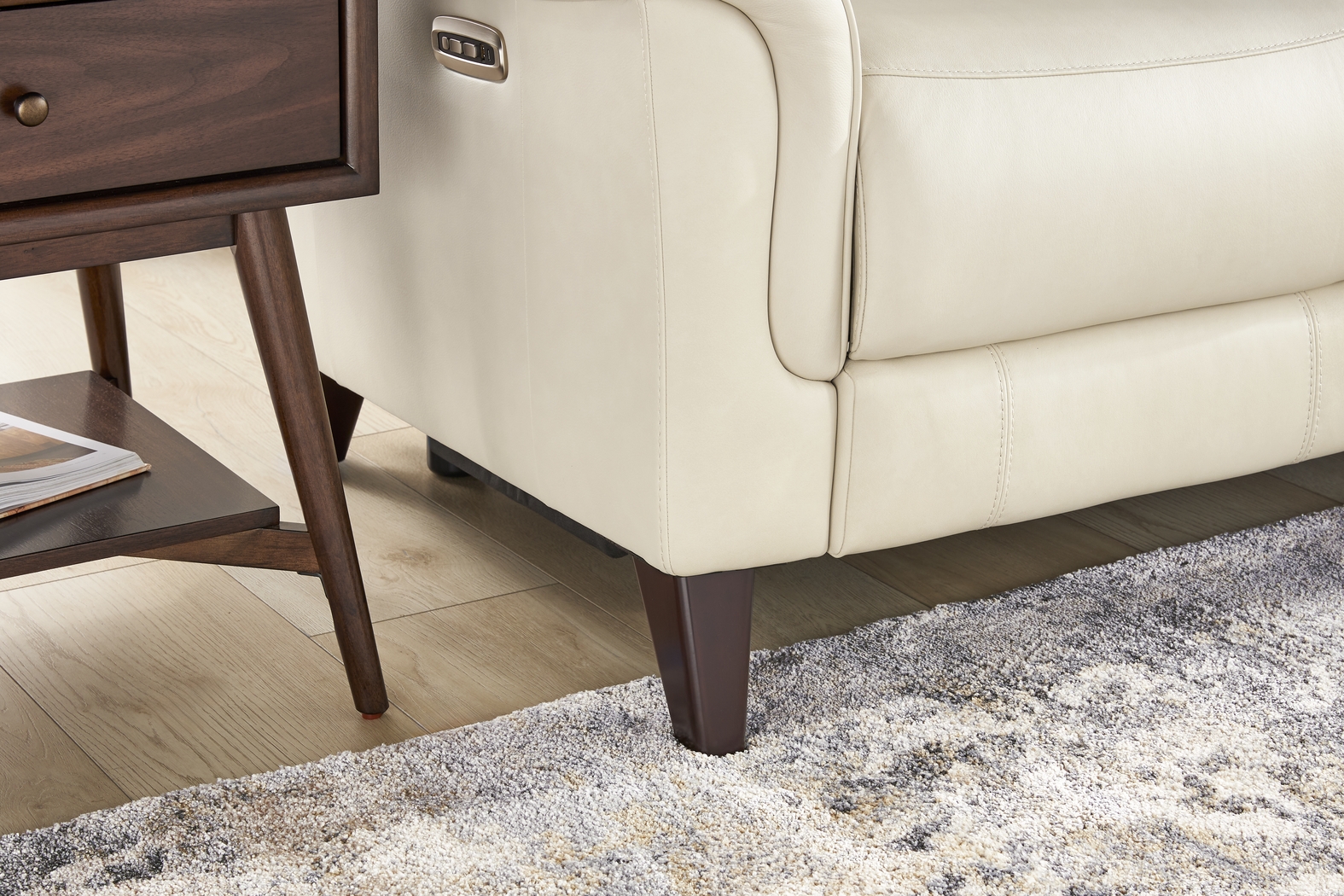 Antonella Beige Leather Dual Power Reclining Loveseat - Thumbnail - Image 4