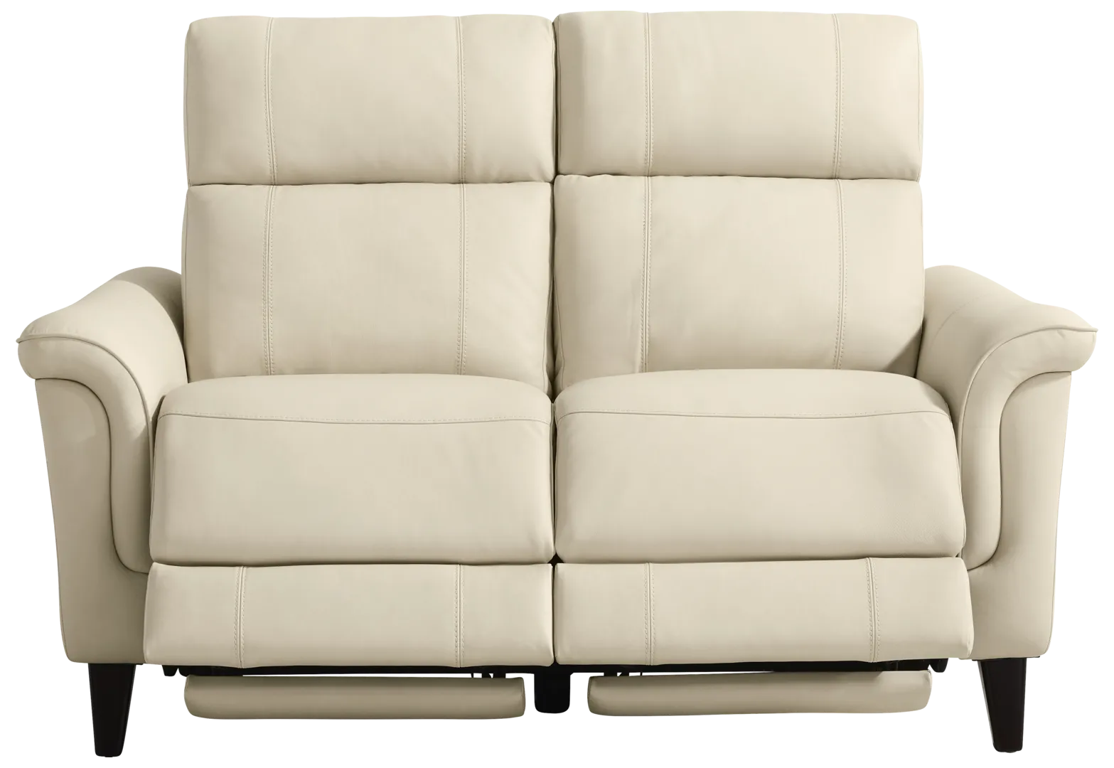 beige dual power reclining loveseat