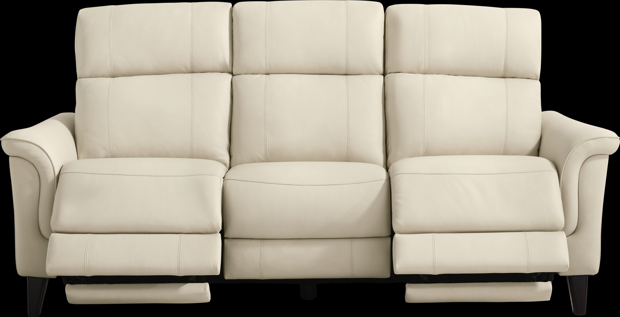Antonella Beige Leather Dual Power Reclining Sofa - Thumbnail - Image 1
