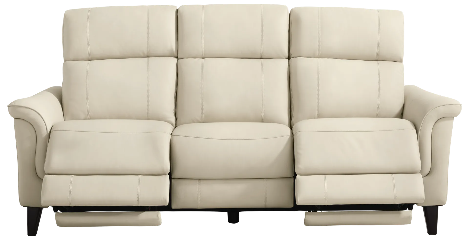 beige dual power reclining sofa