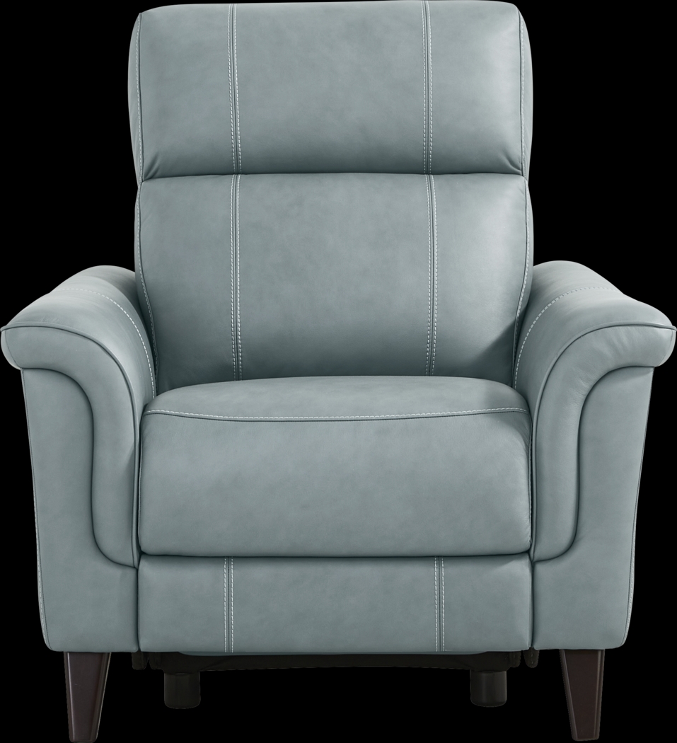 Antonella Blue Leather Dual Power Recliner - Thumbnail - Image 3